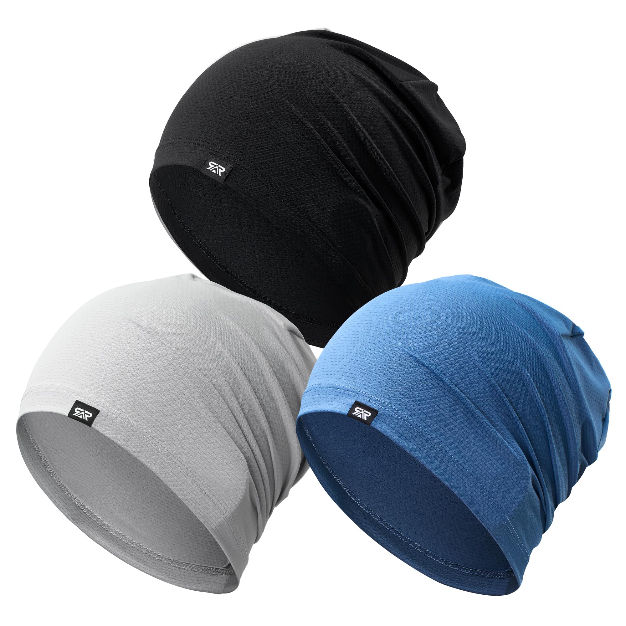 Cooling Skull Cap Sweat Wicking Breathable for Men Women 3 Pack | Lightweight Quick Dry Beanie & Helmet Liner, Stretch Non-Slip Fit Under Hard Hat, Construction Gym Cycling Running Workout