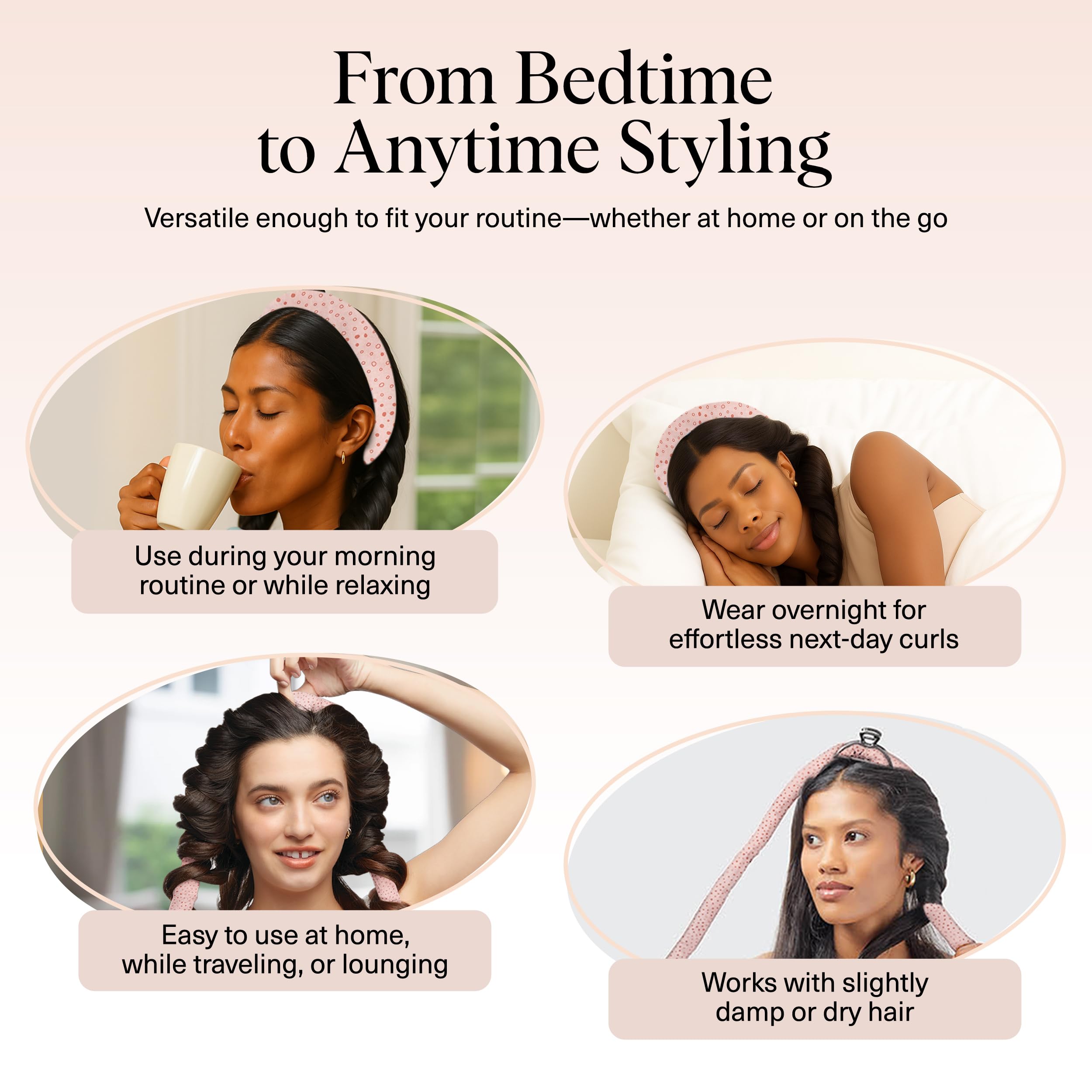 Kitsch Satin Heatless Curls Overnight Set - Sunset Tie Dye | No Heat Damage Overnight Curls | Comfortable Frizz Free Hair Curlers To Sleep In with 34" Hair Waver & 2 Satin Scrunchies