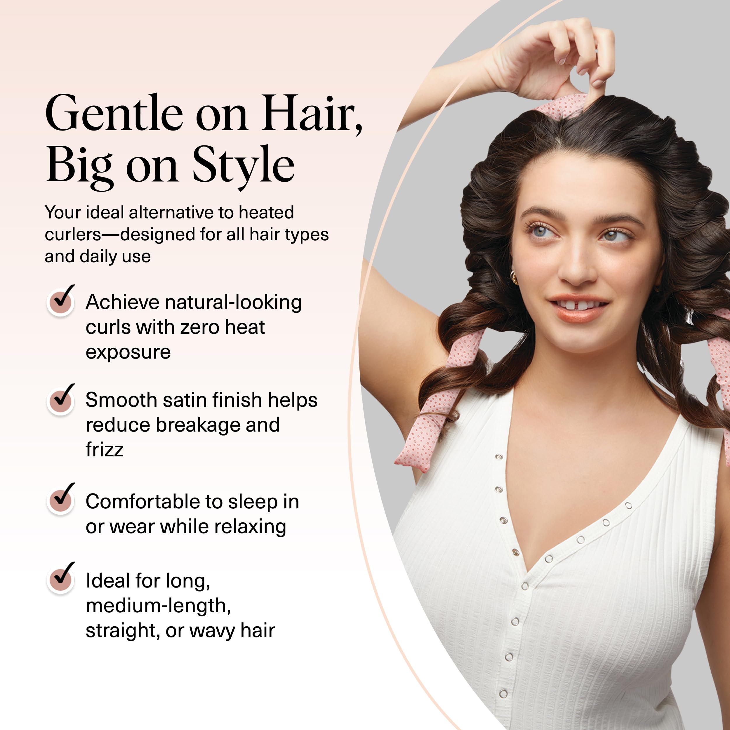 Kitsch Satin Heatless Curls Overnight Set - Sunset Tie Dye | No Heat Damage Overnight Curls | Comfortable Frizz Free Hair Curlers To Sleep In with 34" Hair Waver & 2 Satin Scrunchies