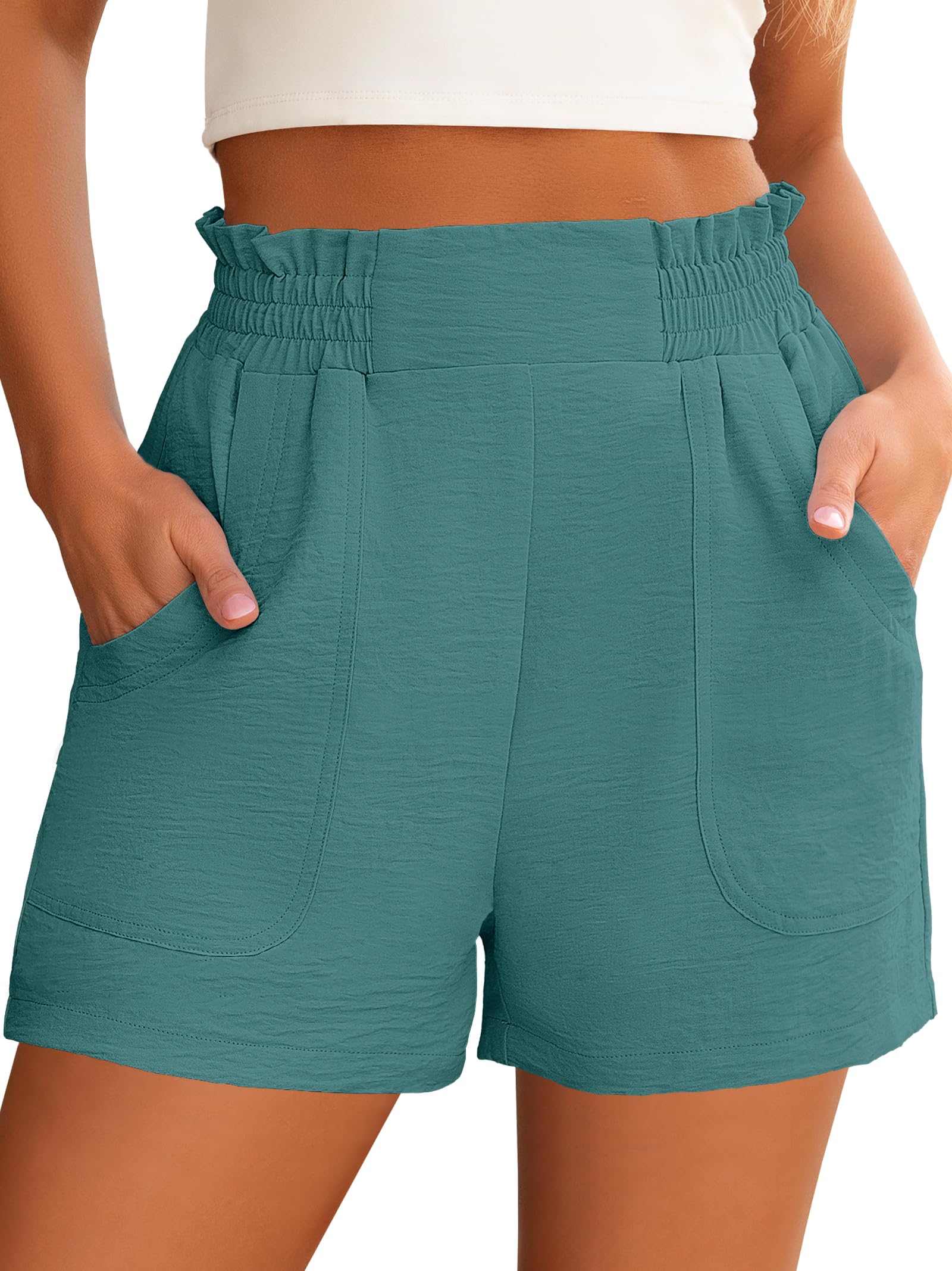 ANRABESS Shorts for Women Summer Casual Elastic High Waisted Wide Leg Cute Dressy 2026 Vacation Beach Clothes