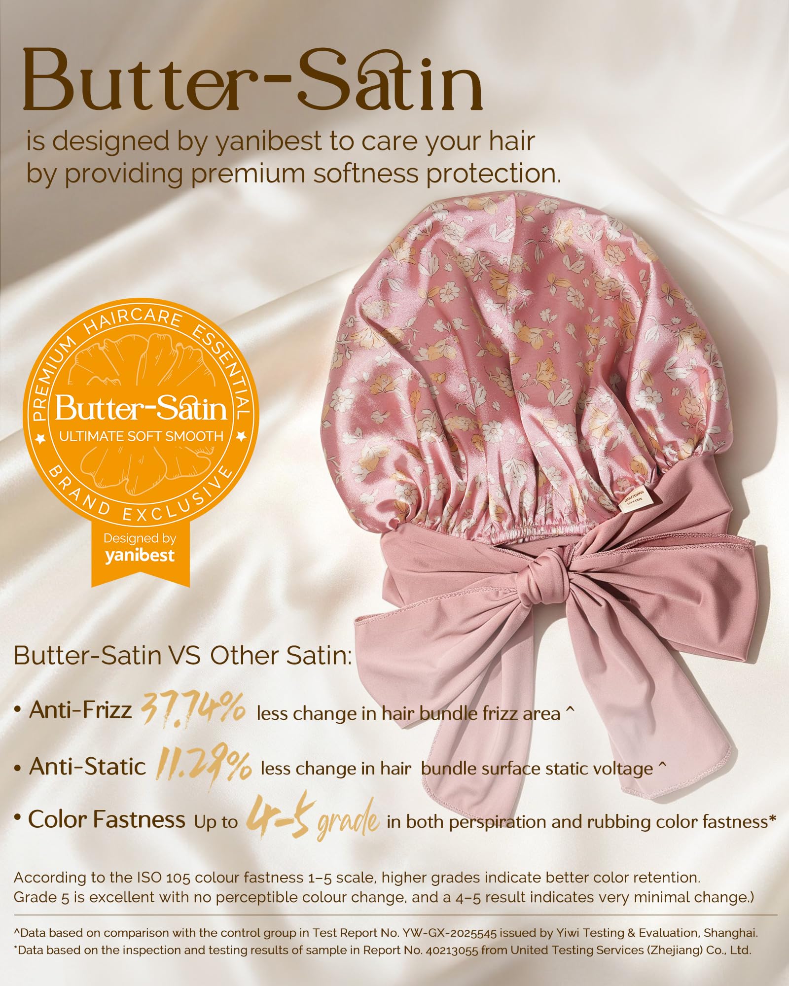 YANIBEST Adjustable Silk Bonnet for Sleeping Women Double Layer Satin Bonnet Reduce Friction Prevent Frizz Curly Hair