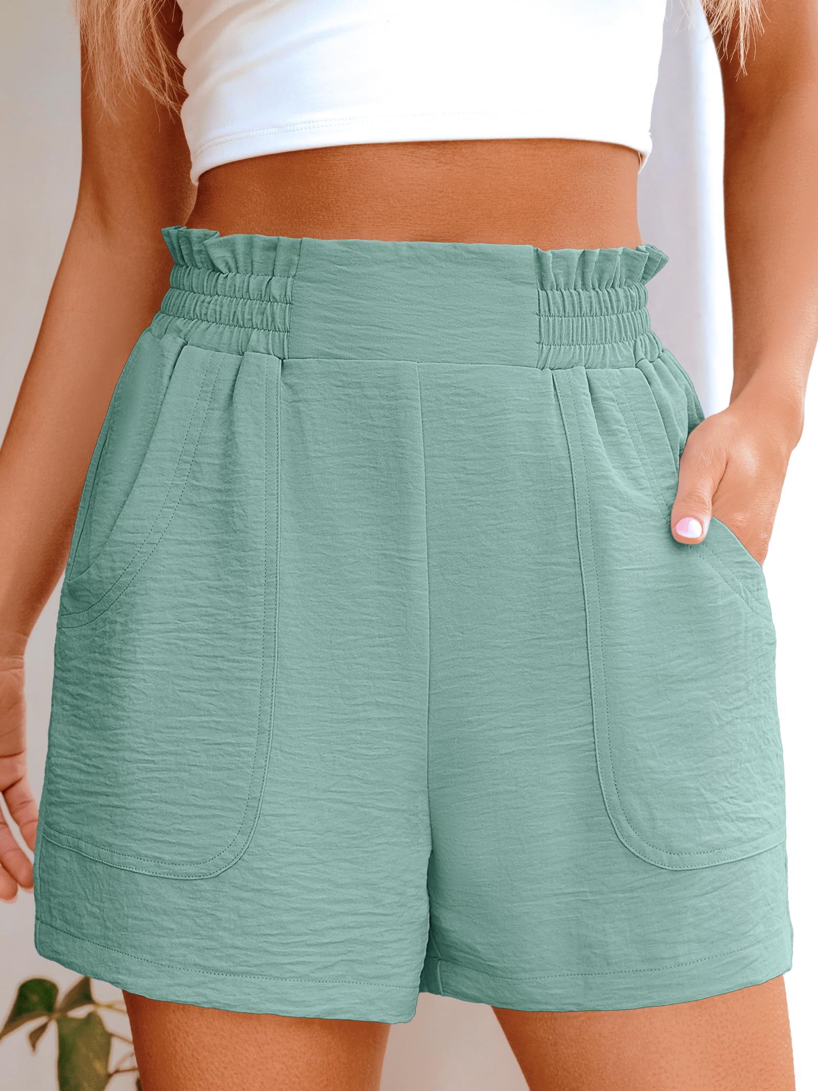 ANRABESS Shorts for Women Summer Casual Elastic High Waisted Wide Leg Cute Dressy 2026 Vacation Beach Clothes