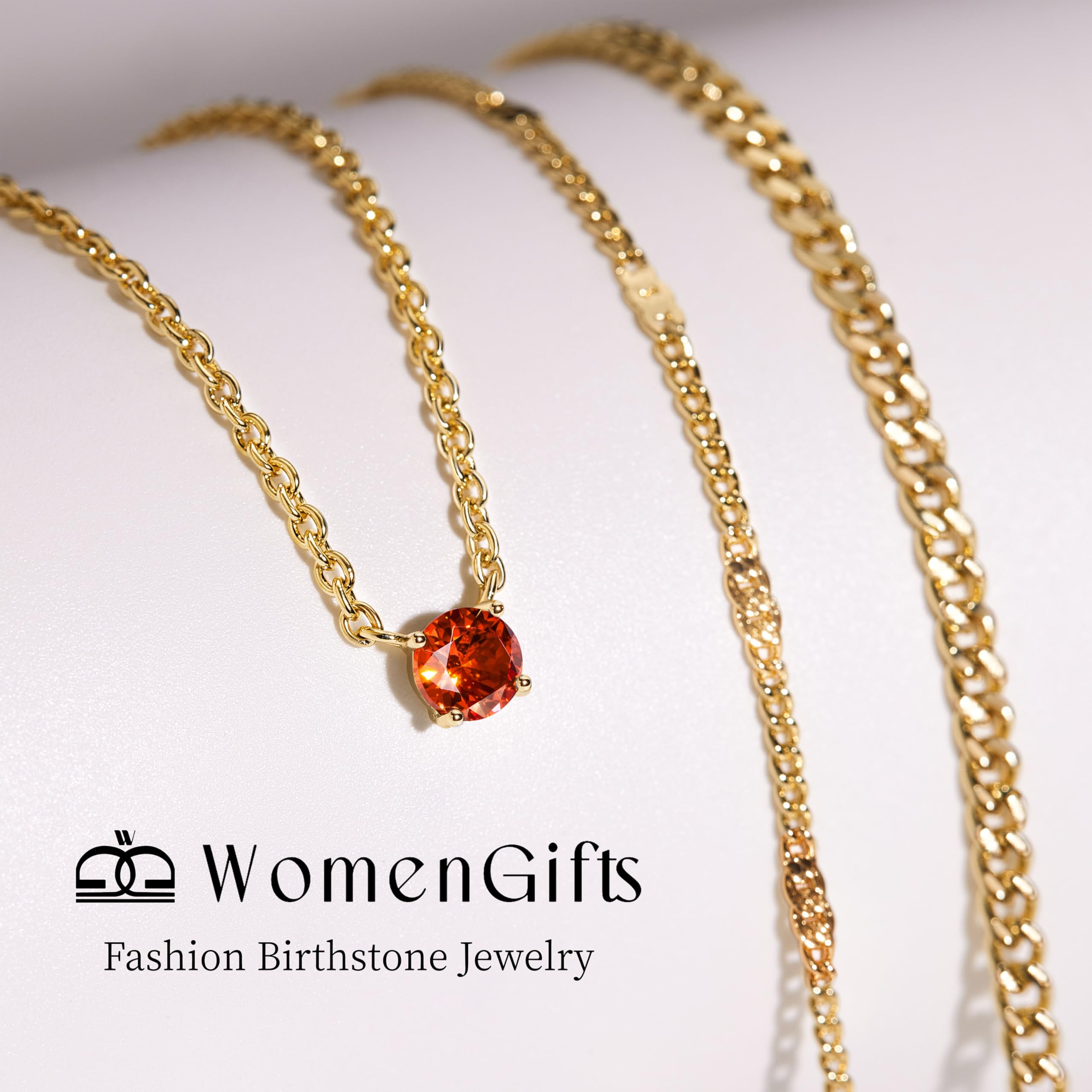 WomenGifts Layered Gold Necklaces for Women, 14K Gold Sterling Silver Plated Dainty Pendant Necklace Set Non Tarnish, Chunky Stackable Cuban Chain Choker, Trendy Birthstone Vacation Jewelry Gift