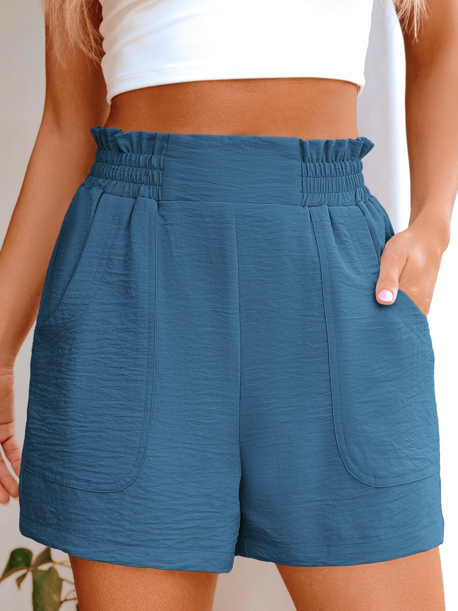 ANRABESS Shorts for Women Summer Casual Elastic High Waisted Wide Leg Cute Dressy 2026 Vacation Beach Clothes