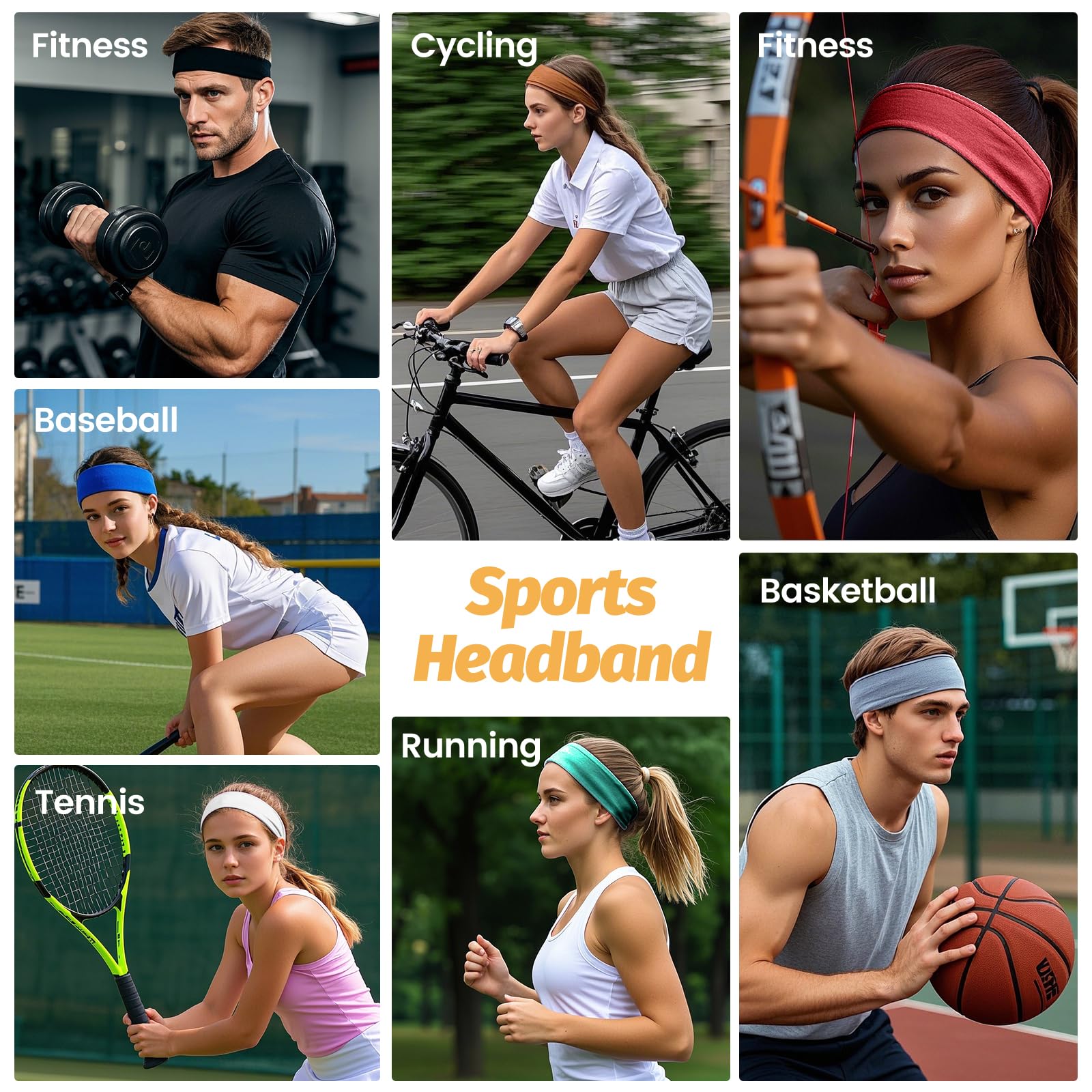 Headbands for Women - 6 Pack Wide Elastic Hair Bands | Stretchy Sweatbands Hair Bands | Soft Sports Thin Head Bands | Non-Slip Accessories Bands for Fashion, Washing Face, Workouts, Yoga, Daily Use