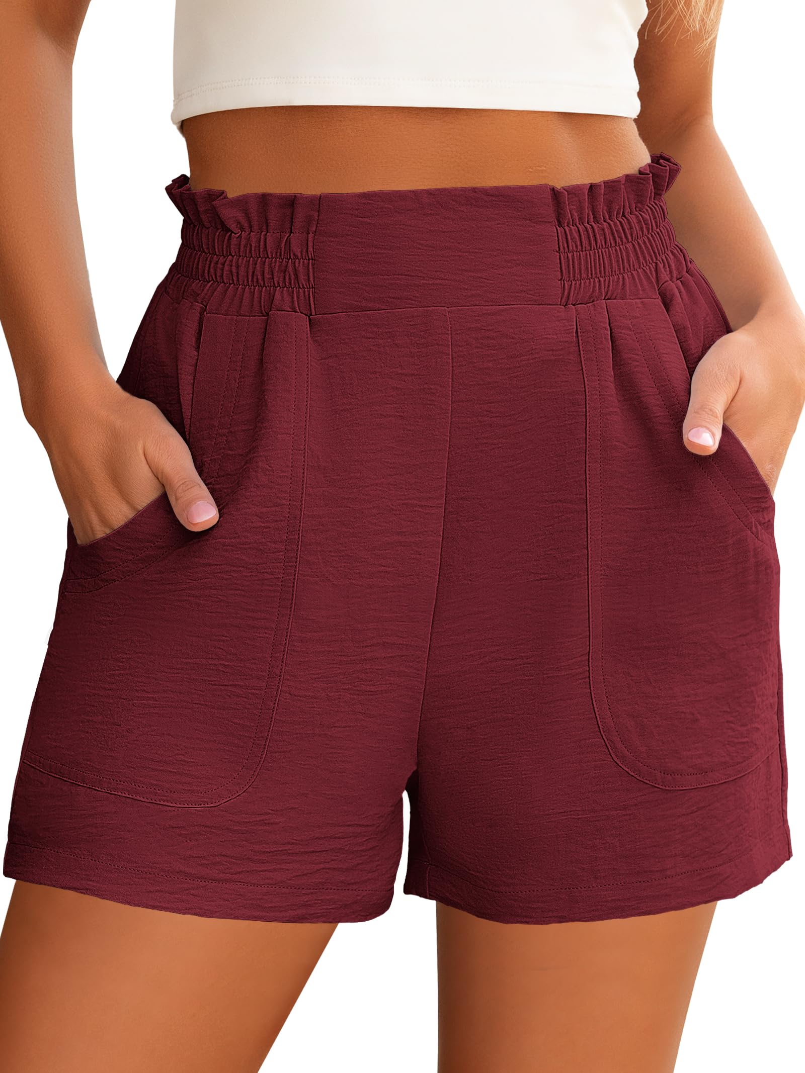 ANRABESS Shorts for Women Summer Casual Elastic High Waisted Wide Leg Cute Dressy 2026 Vacation Beach Clothes