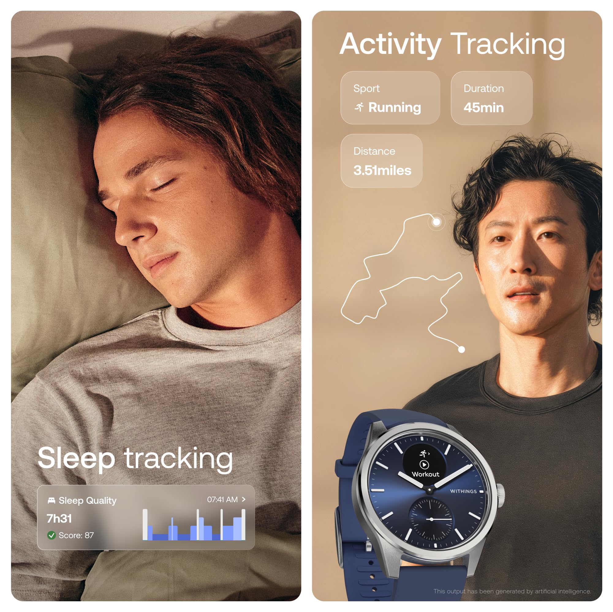 WITHINGS ScanWatch 2 - Hybrid Smart Watch, Heart Rate Monitoring, Fitness Tracker, Cycle Tracker, Sleep Monitoring, GPS Tracker, 30-Day Battery Life, Android & Apple Compatible, HSA/FSA