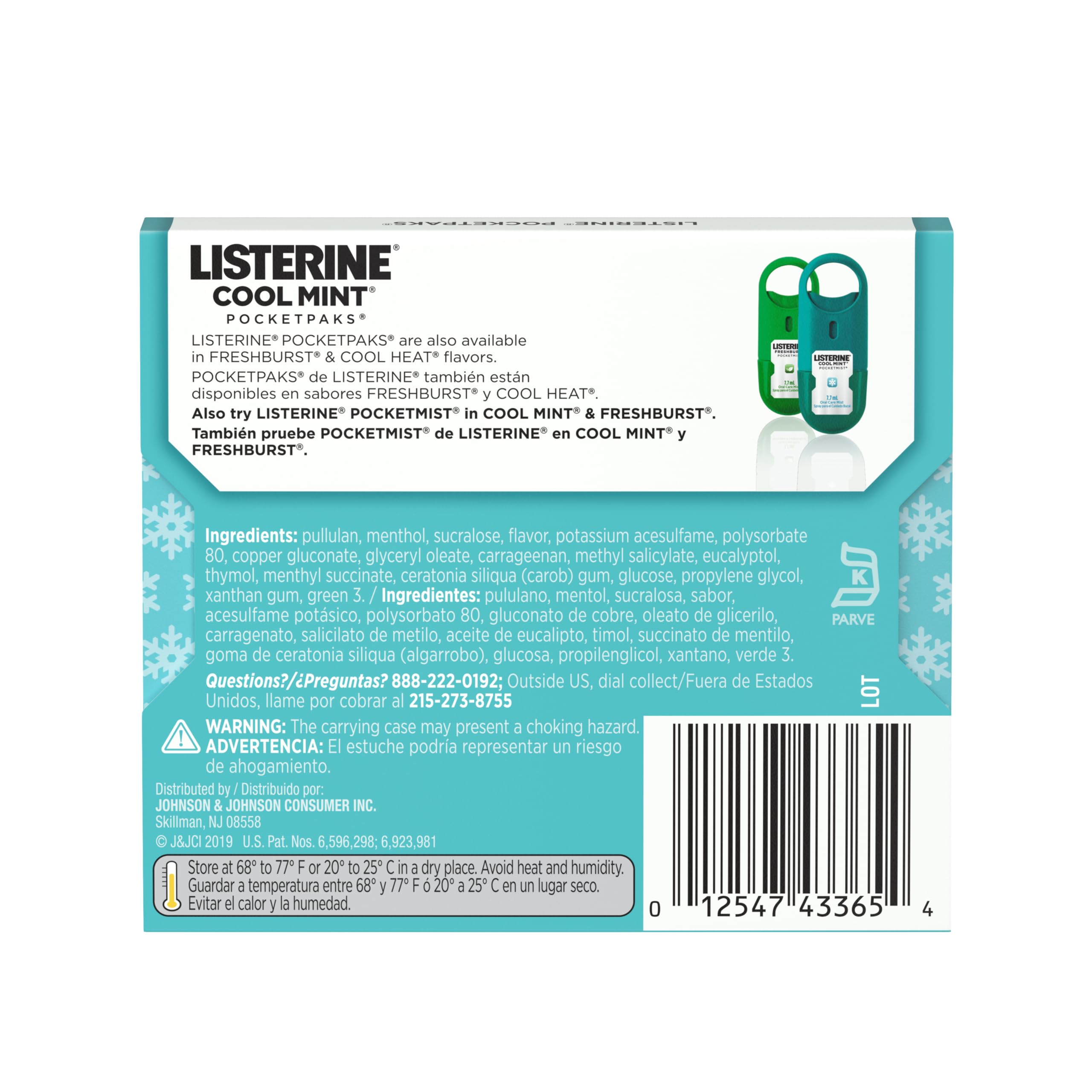 Listerine PocketPaks Breath Strips, Cool Mint, 24-Strip Pack, 3 Pack | Breath Freshener, Dissolves Instantly, Kills 99% of Bad Breath Germs, Travel Essentials