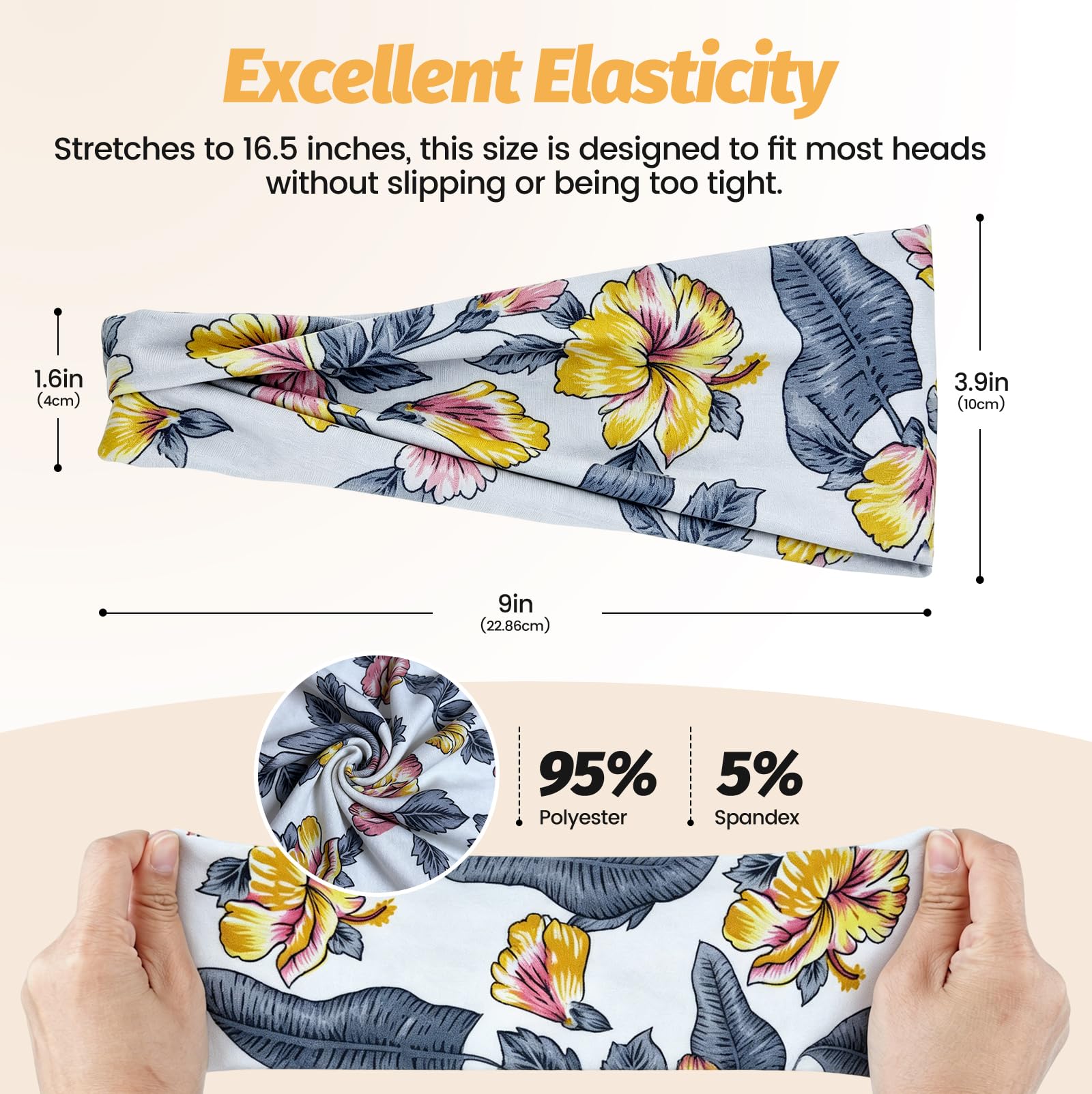 Headbands for Women - 6 Pack Wide Elastic Hair Bands | Stretchy Sweatbands Hair Bands | Soft Sports Thin Head Bands | Non-Slip Accessories Bands for Fashion, Washing Face, Workouts, Yoga, Daily Use
