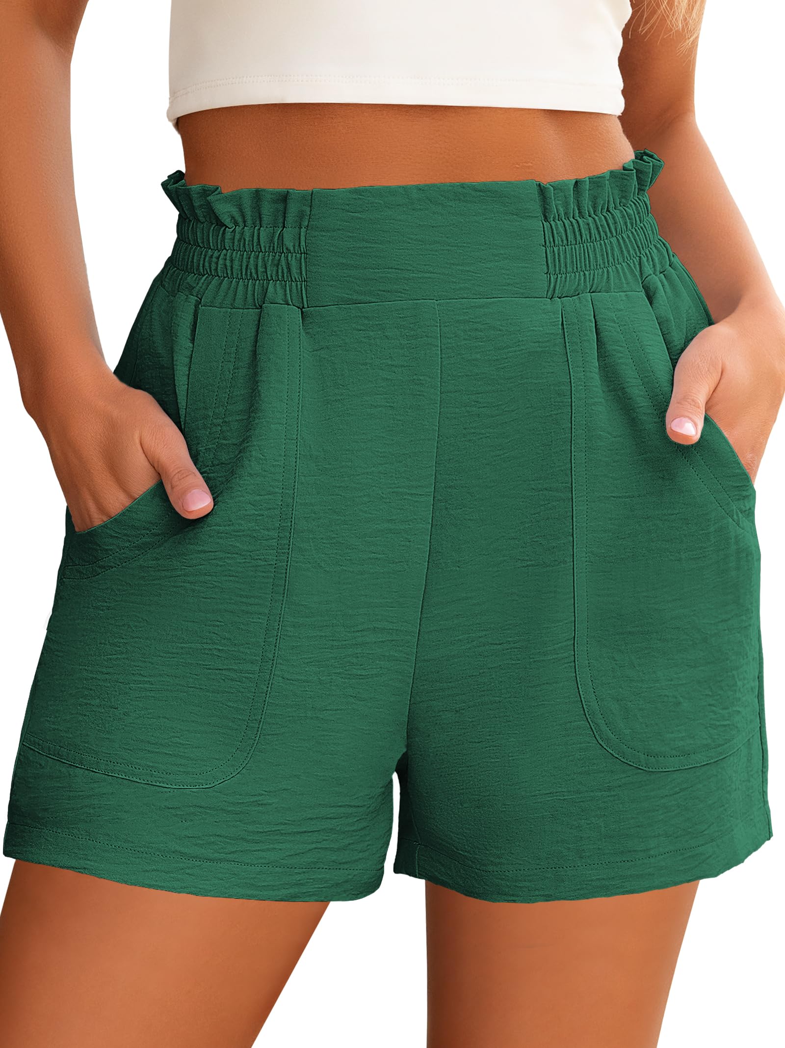 ANRABESS Shorts for Women Summer Casual Elastic High Waisted Wide Leg Cute Dressy 2026 Vacation Beach Clothes