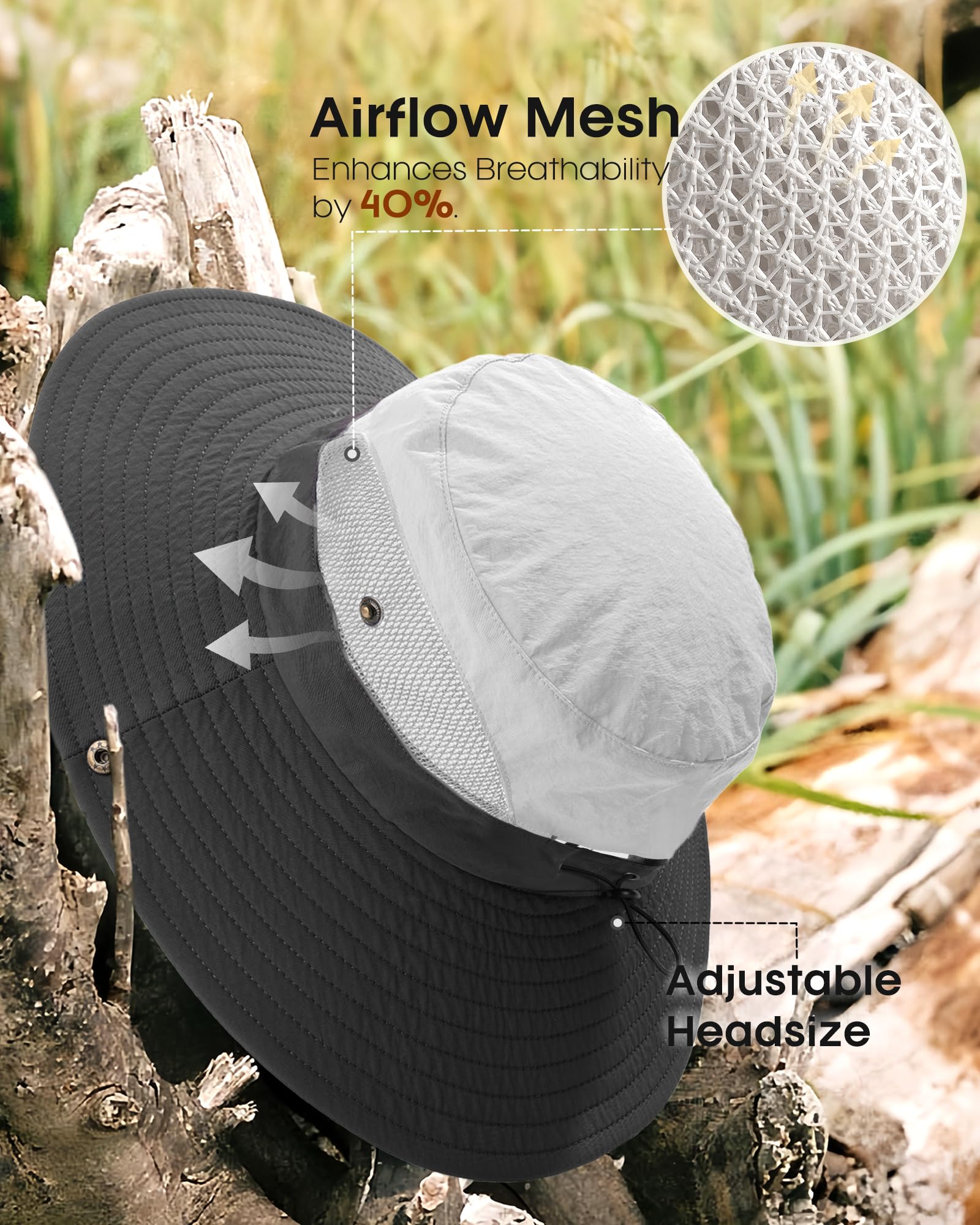 FURTALK Womens Sun Hat with Ponytail Hole Beach Hiking Summer Wide Brim UPF 50+ Outdoor Protection Foldable Bucket Hat