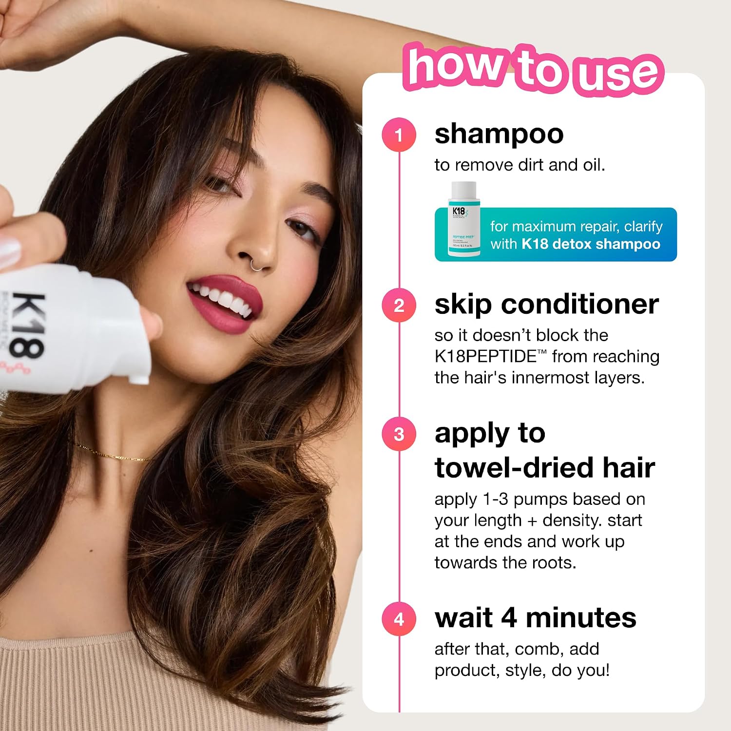K18 Leave-In Molecular Repair Hair Mask, Patented, Lasting Repair For Dry, Frizzy, Damaged Hair, Reverse Damage In 4 Minutes From Bleach, Color, Chemical Services + Heat