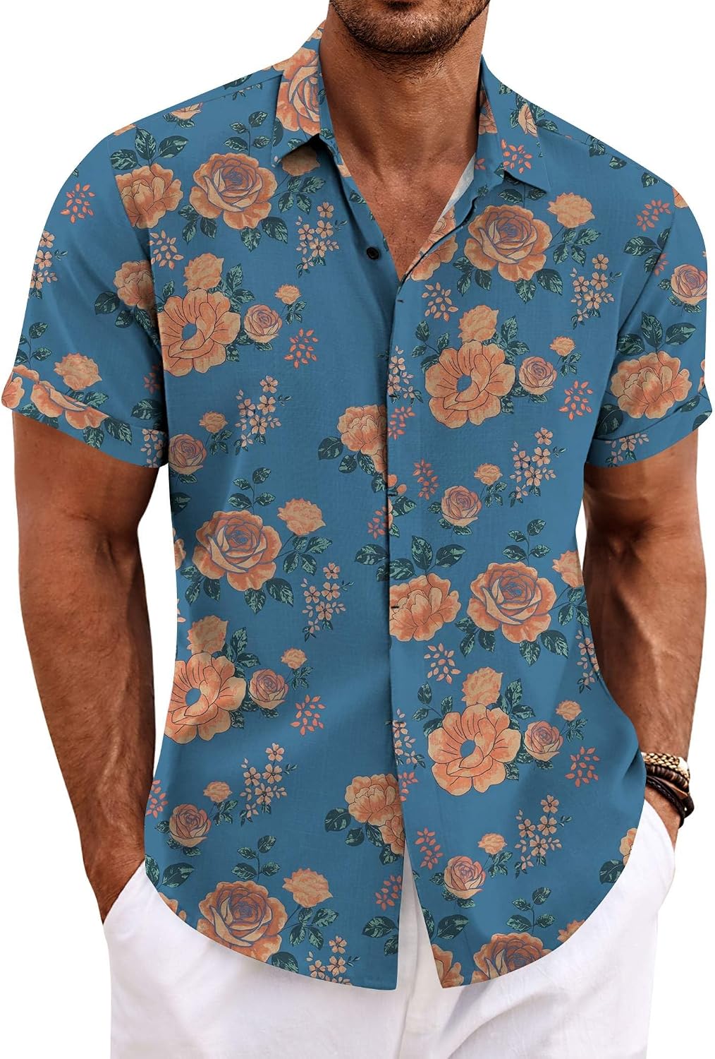 COOFANDY Men's Linen Shirts Short Sleeve Casual Shirts Button Down Shirt for Men Beach Summer Wedding Shirt