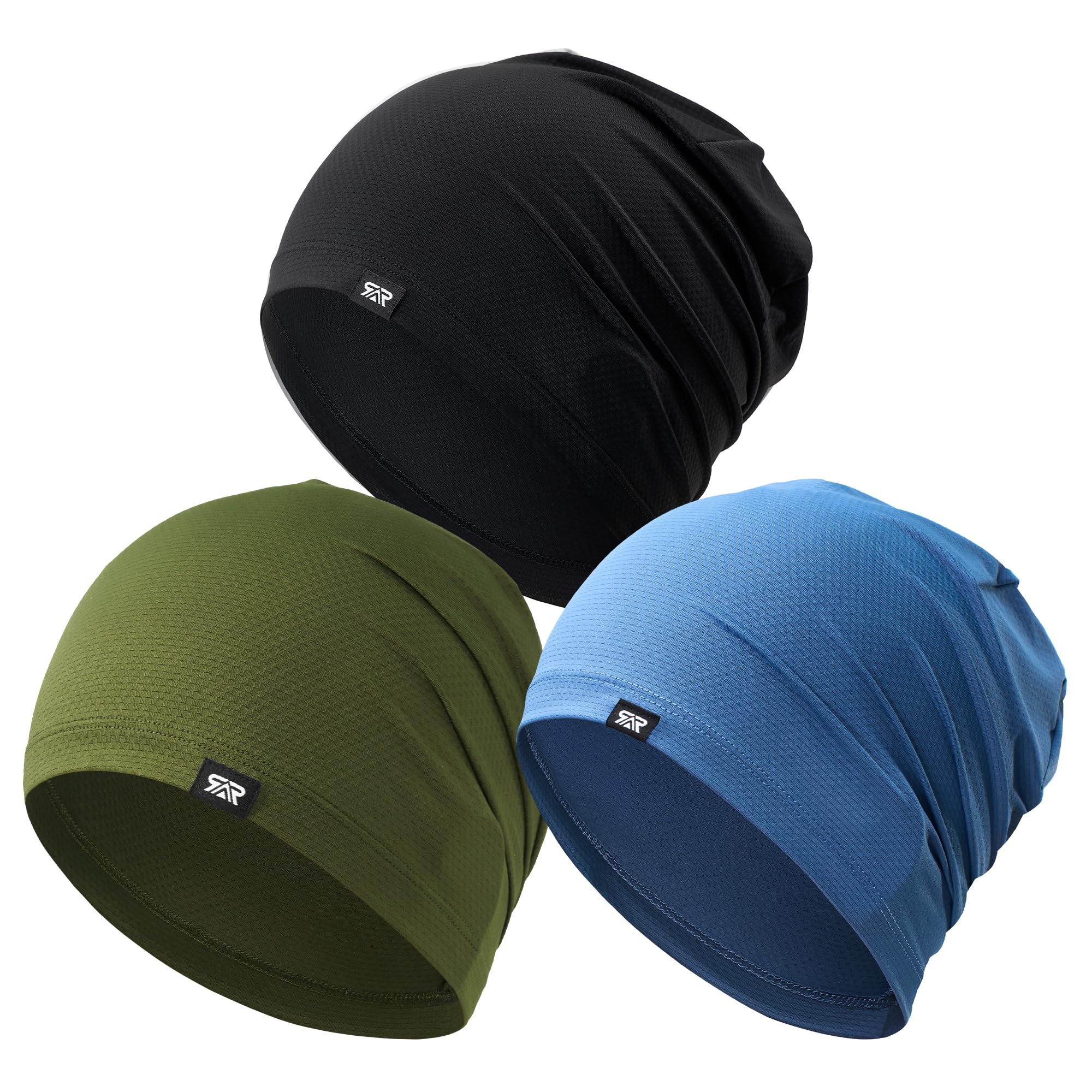 Cooling Skull Cap Sweat Wicking Breathable for Men Women 3 Pack | Lightweight Quick Dry Beanie & Helmet Liner, Stretch Non-Slip Fit Under Hard Hat, Construction Gym Cycling Running Workout