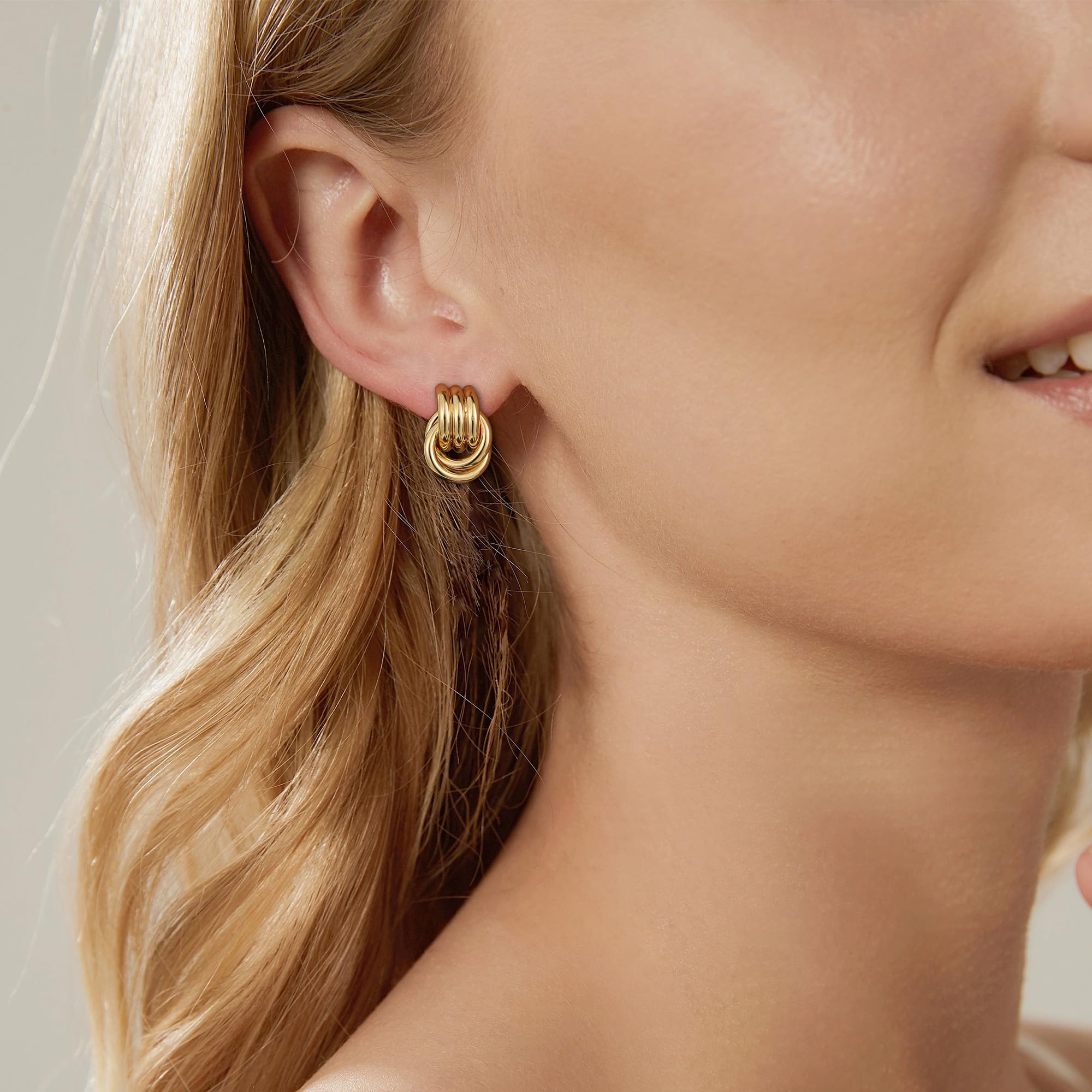SHERLOVE Chunky Knot Gold Earrings Women Statement Drop Dangle Earrings | 14K Gold Plated Hypoallergenic Lightweight,Trendy Dainty Elegant Cute,Women Gold Jewelry Fashion Accessories Gifts