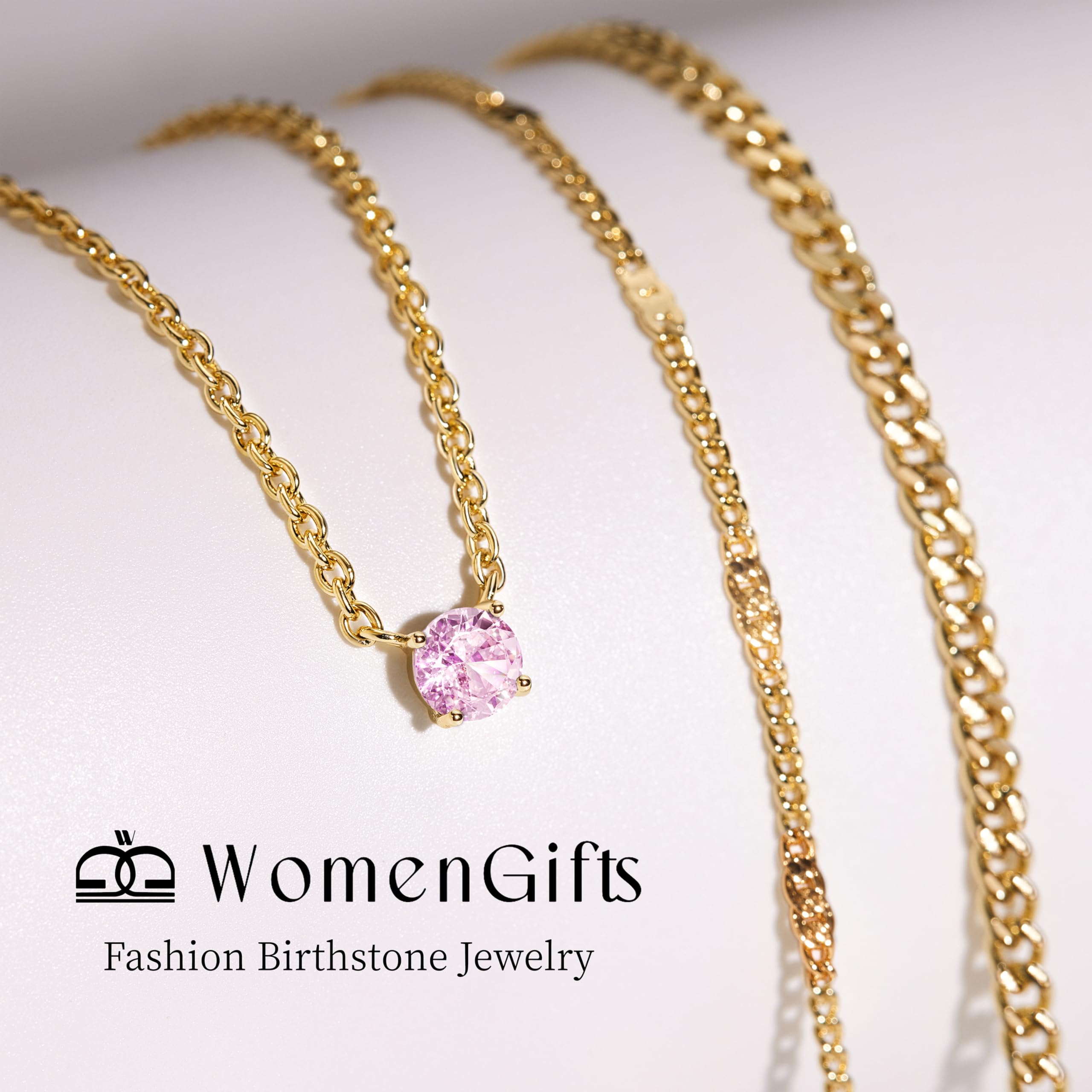 WomenGifts Layered Gold Necklaces for Women, 14K Gold Sterling Silver Plated Dainty Pendant Necklace Set Non Tarnish, Chunky Stackable Cuban Chain Choker, Trendy Birthstone Vacation Jewelry Gift