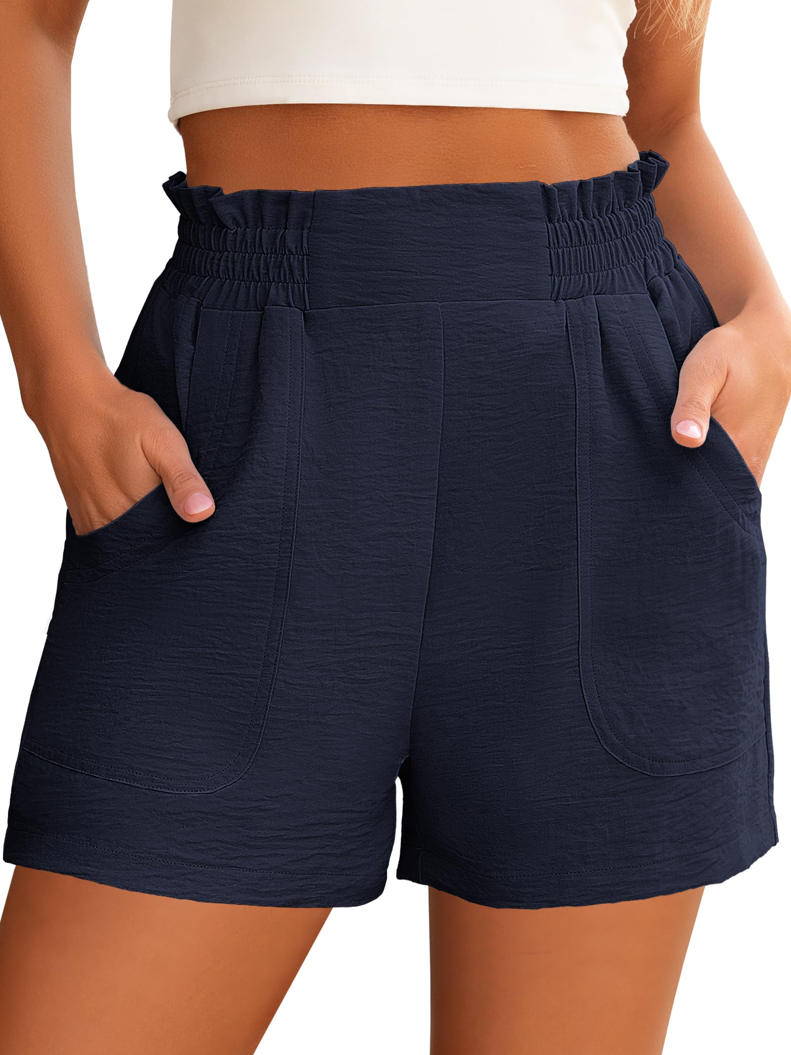 ANRABESS Shorts for Women Summer Casual Elastic High Waisted Wide Leg Cute Dressy 2026 Vacation Beach Clothes
