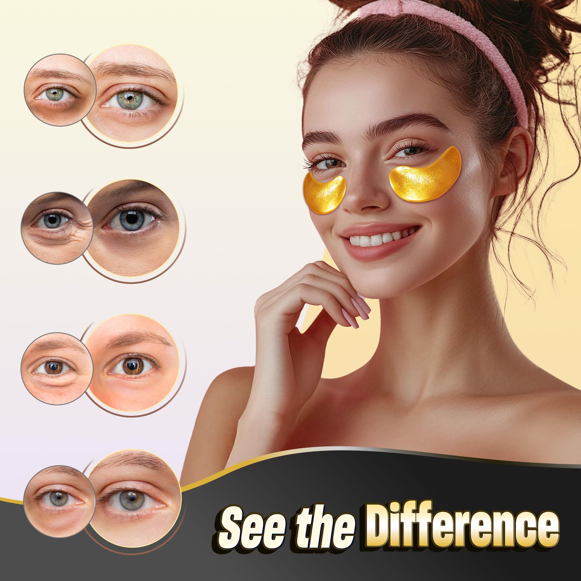 NAZANO 24K Gold Under Eye Patches - 60 Pack Eye Masks | for Puffy Eyes, Dark Circles, Bags & Wrinkles with Collagen & Hyaluronic Acid - Eye Care Pads for Daily Skincare (Gold)