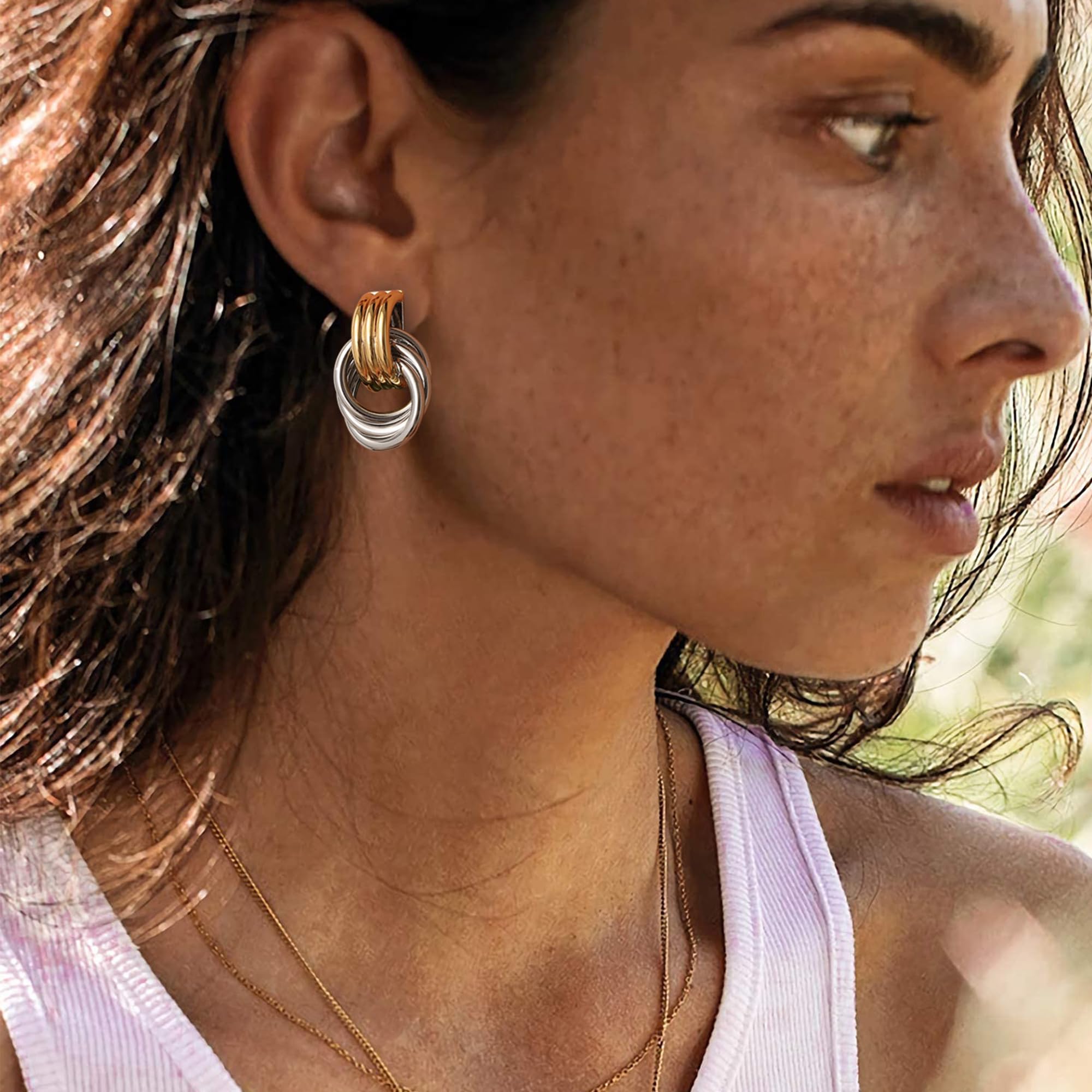 SHERLOVE Chunky Knot Gold Earrings Women Statement Drop Dangle Earrings | 14K Gold Plated Hypoallergenic Lightweight,Trendy Dainty Elegant Cute,Women Gold Jewelry Fashion Accessories Gifts