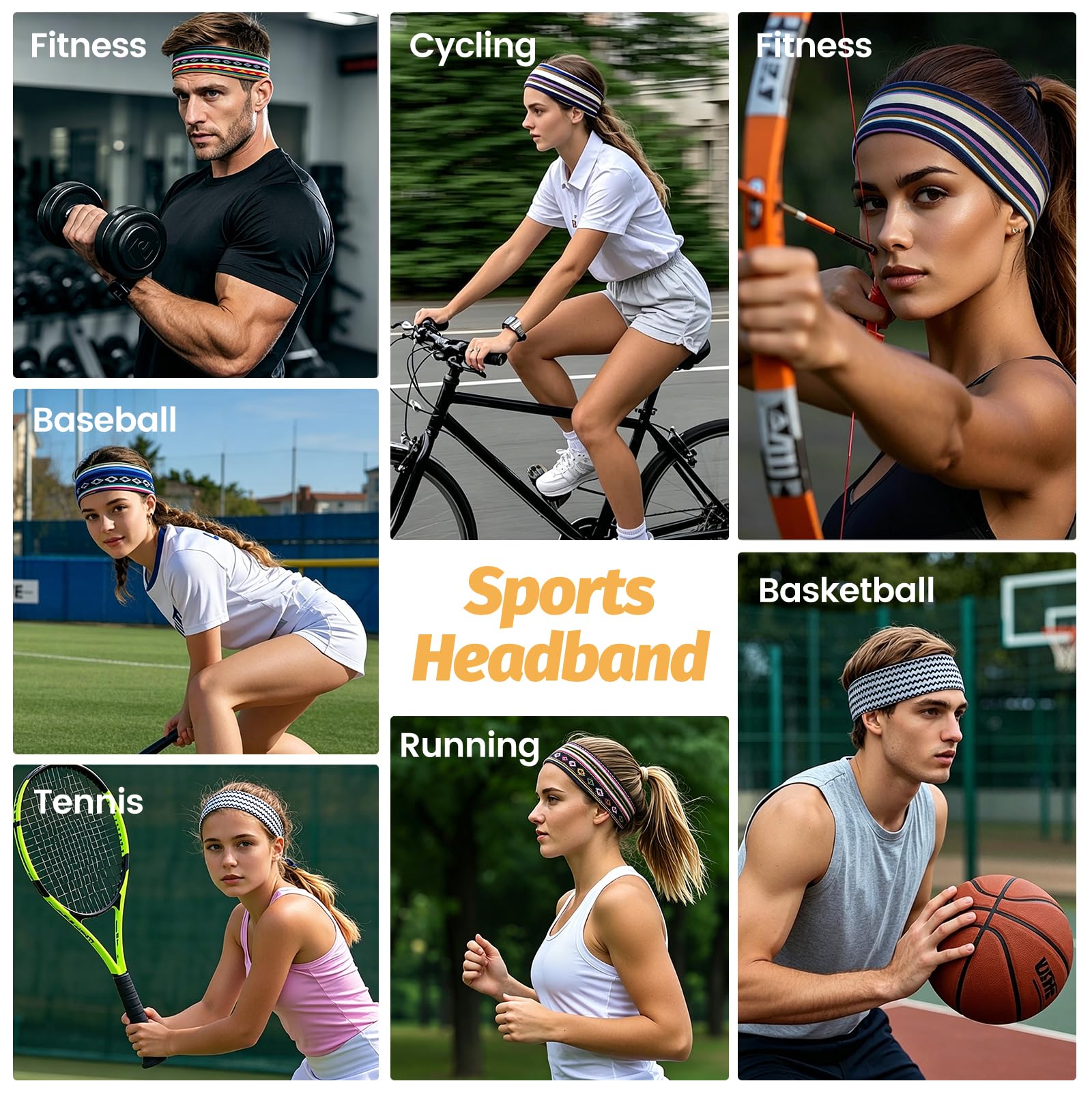 Headbands for Women - 6 Pack Wide Elastic Hair Bands | Stretchy Sweatbands Hair Bands | Soft Sports Thin Head Bands | Non-Slip Accessories Bands for Fashion, Washing Face, Workouts, Yoga, Daily Use