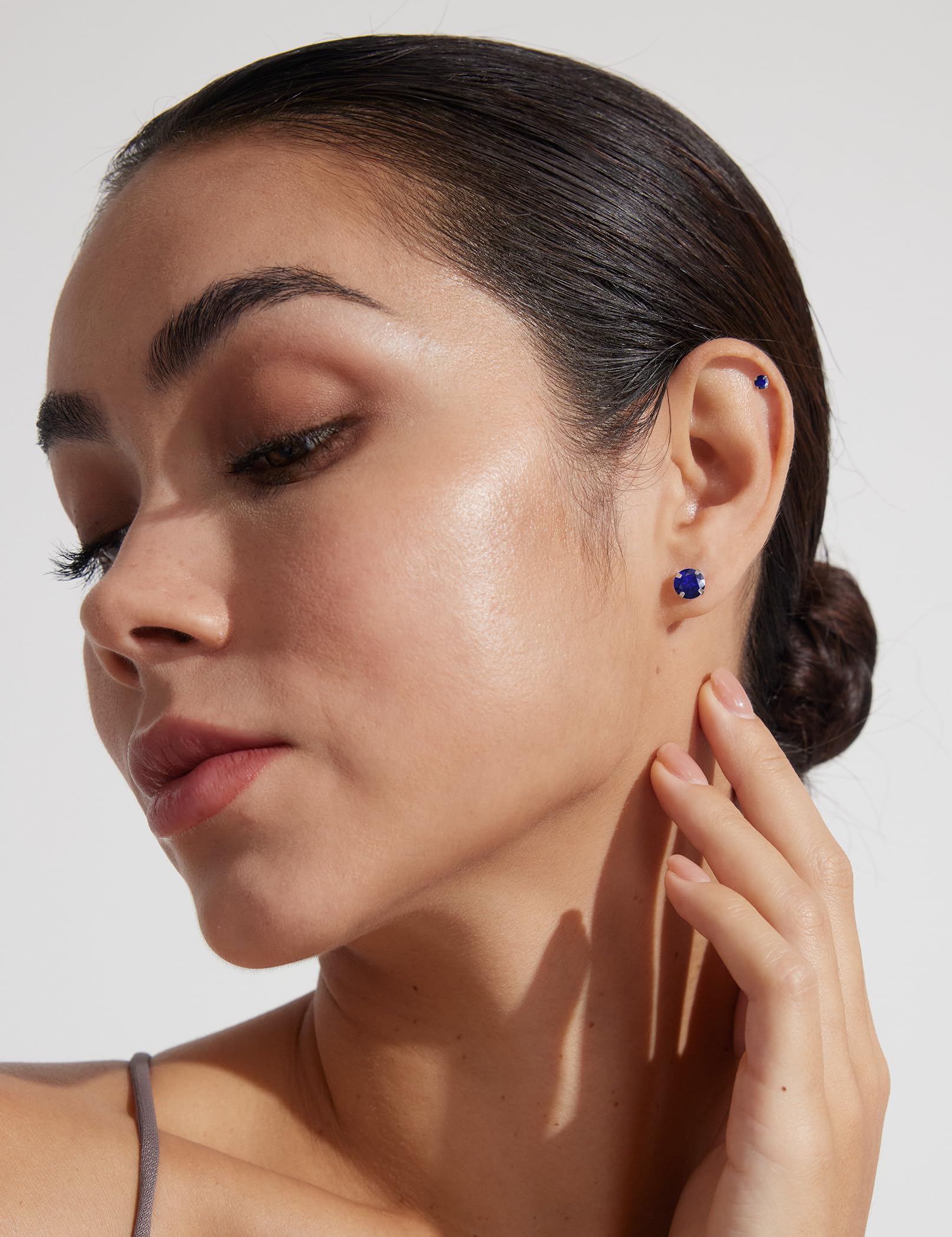 6 Pairs Stud Earrings Set, Hypoallergenic Cubic Zirconia 316L Earrings Stainless Steel CZ Earrings 3-8mm (Steel color)