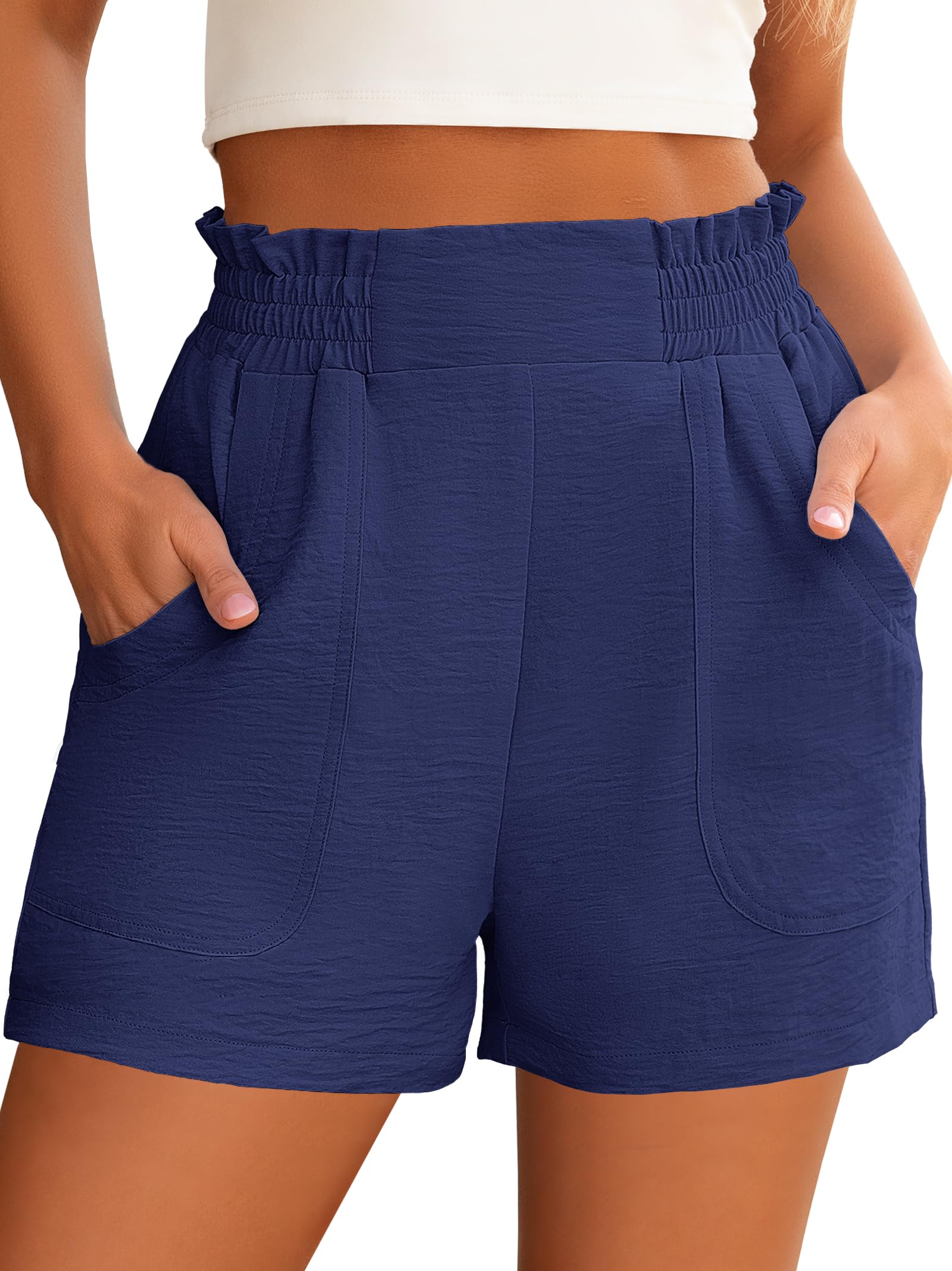 ANRABESS Shorts for Women Summer Casual Elastic High Waisted Wide Leg Cute Dressy 2026 Vacation Beach Clothes