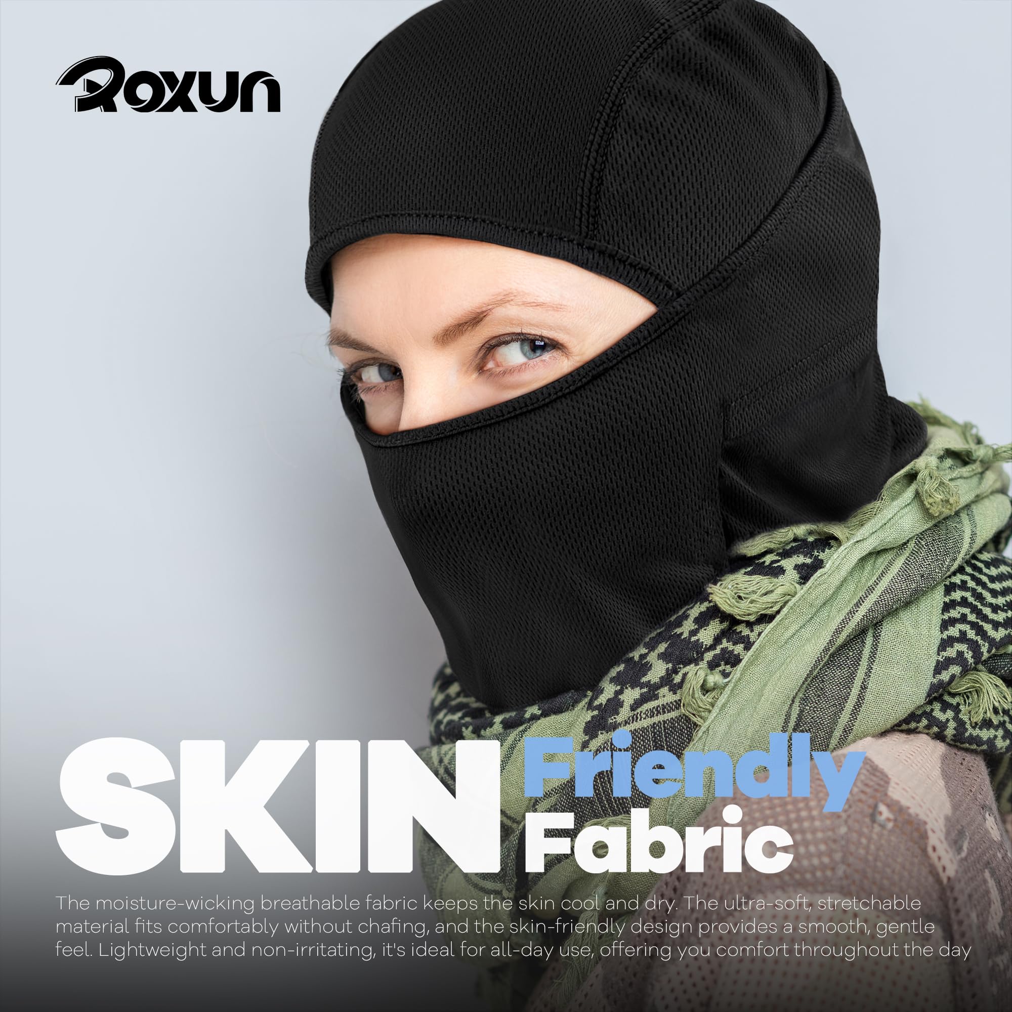 ROXUN Ski Mask Balaclava, Motorcycle Summer Cooling Breathable UV Protector | Windproof & Warm, Adjustable & Secure, Breathable & Dry-Fit, All-Season Comfort