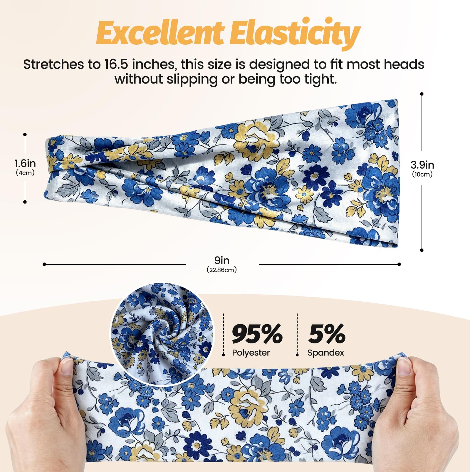 Headbands for Women - 6 Pack Wide Elastic Hair Bands | Stretchy Sweatbands Hair Bands | Soft Sports Thin Head Bands | Non-Slip Accessories Bands for Fashion, Washing Face, Workouts, Yoga, Daily Use
