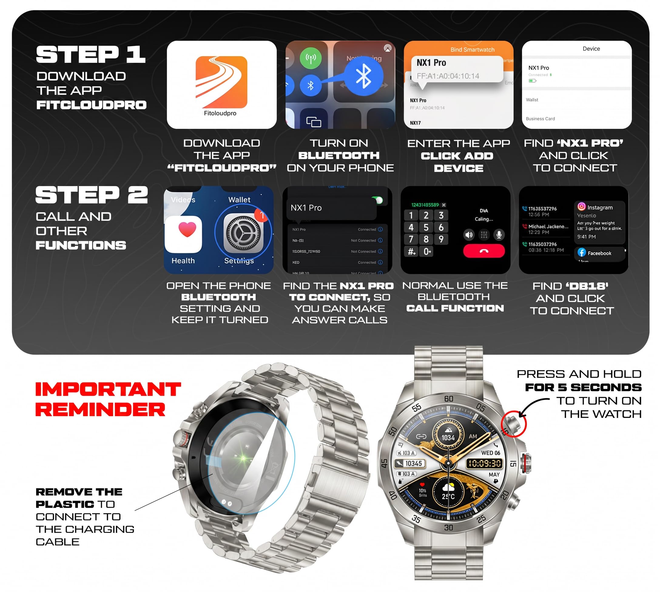 ALPHAGEAR Commander Smartwatch for Men, Tactical Military Smart Watch, 12-Day Battery, AMOLED Display, Bluetooth Calling, IP68 Water Resistant, Stainless Steel, for Android iPhone, Dark Gray
