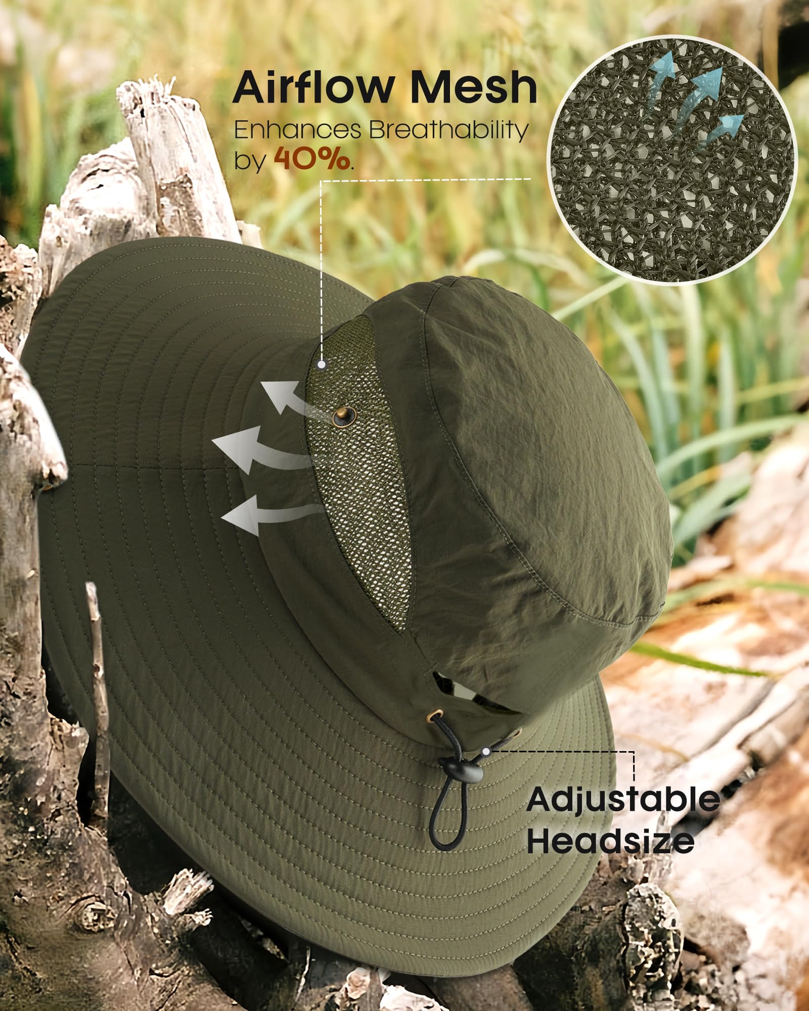 FURTALK Womens Sun Hat with Ponytail Hole Beach Hiking Summer Wide Brim UPF 50+ Outdoor Protection Foldable Bucket Hat