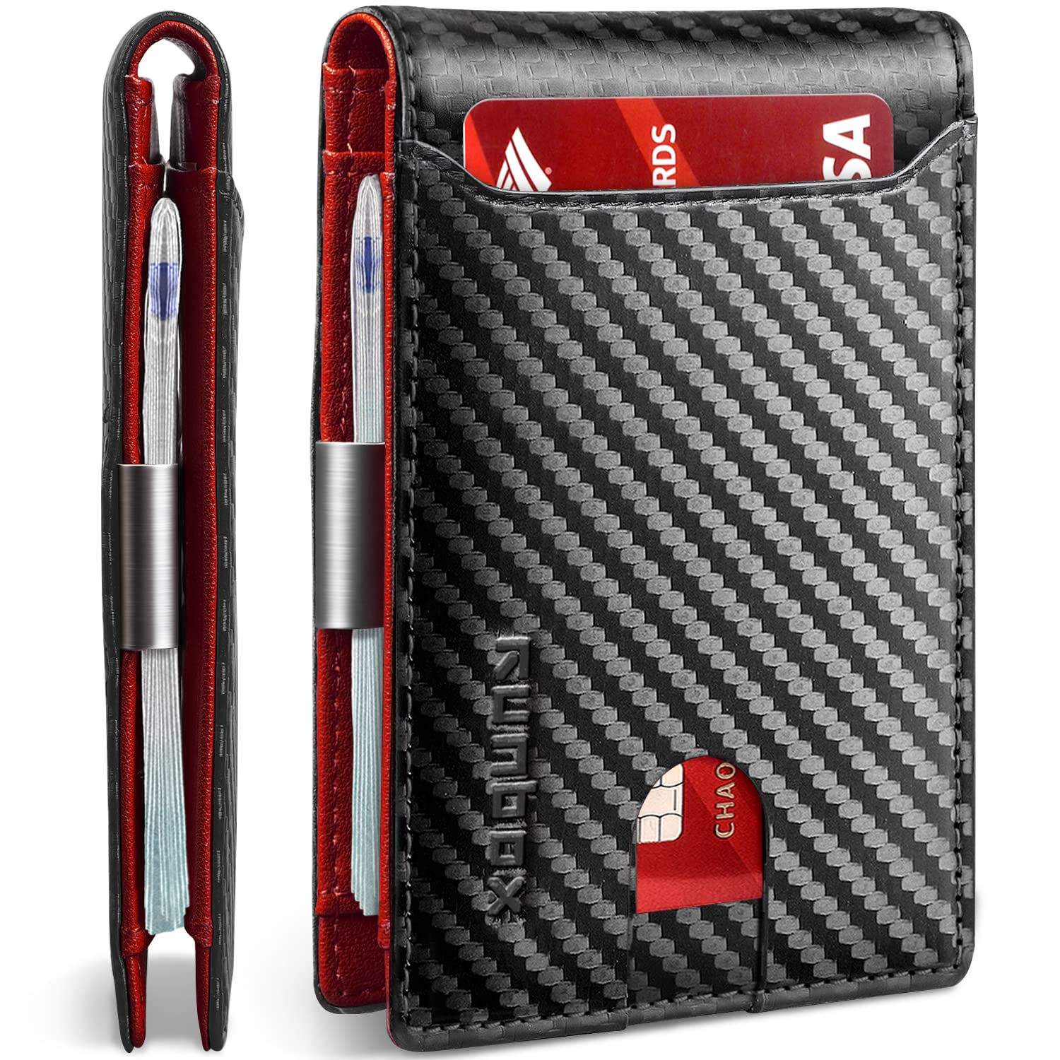 RUNBOX Slim Wallet for Men - RFID Blocking Leather Bifold with Money Clip | Minimalist Front Pocket Wallet Holds 11 Cards,Slim Thin Design,RFID Blocking Protection, Practical Birthday Gifts for Men