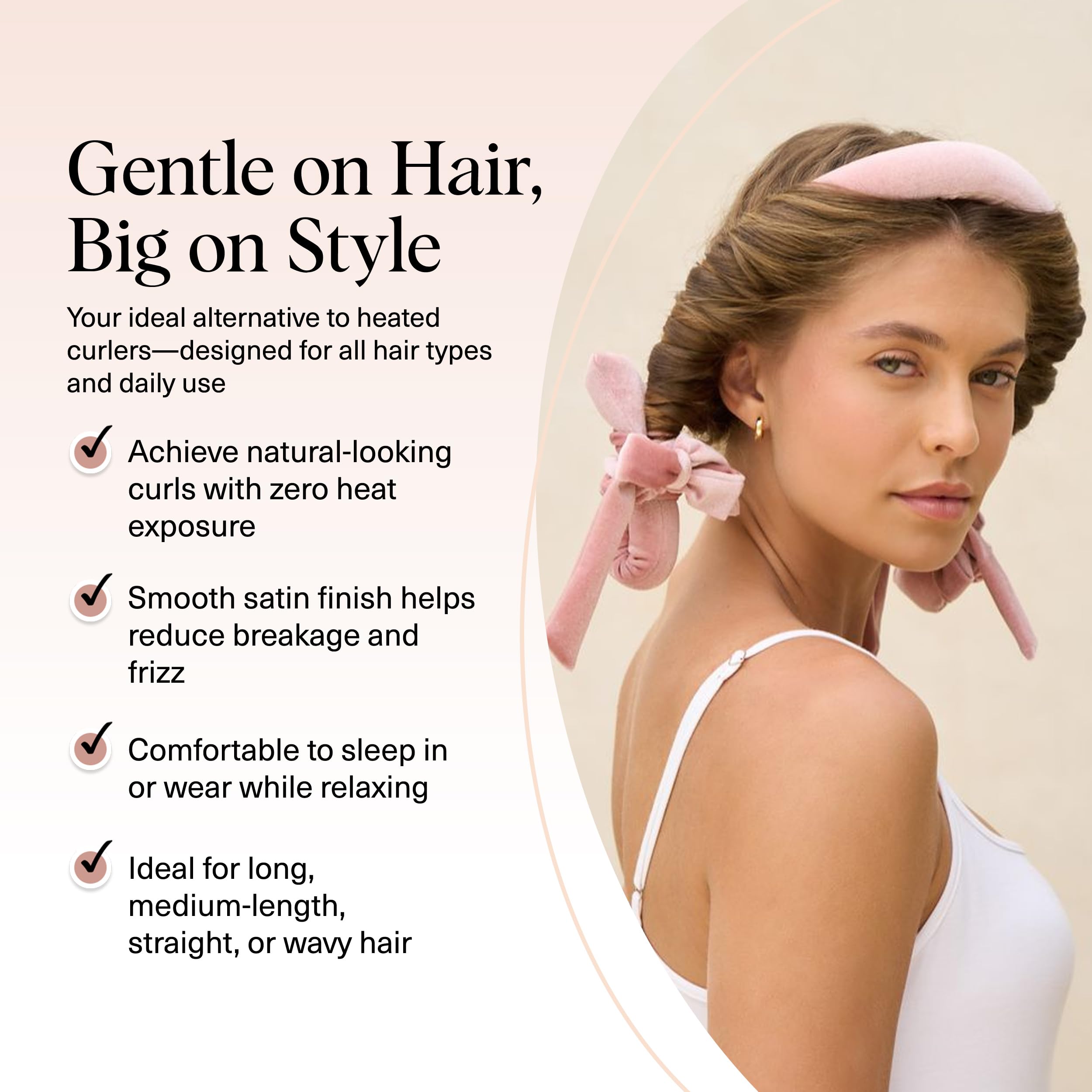 Kitsch Satin Heatless Curls Overnight Set - Sunset Tie Dye | No Heat Damage Overnight Curls | Comfortable Frizz Free Hair Curlers To Sleep In with 34" Hair Waver & 2 Satin Scrunchies