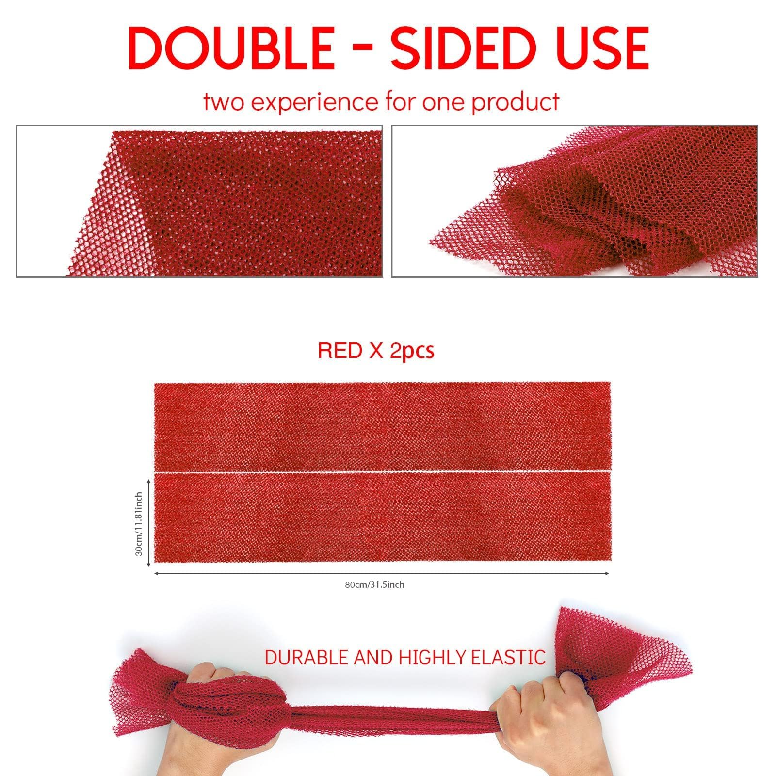 UJFQBH 3 Pieces African Bath Sponge African Net Long Net Bath Sponge Exfoliating Shower Body Scrubber Back Scrubber Skin Smoother,Great for Daily Use (Pink,Yellow,Purple)
