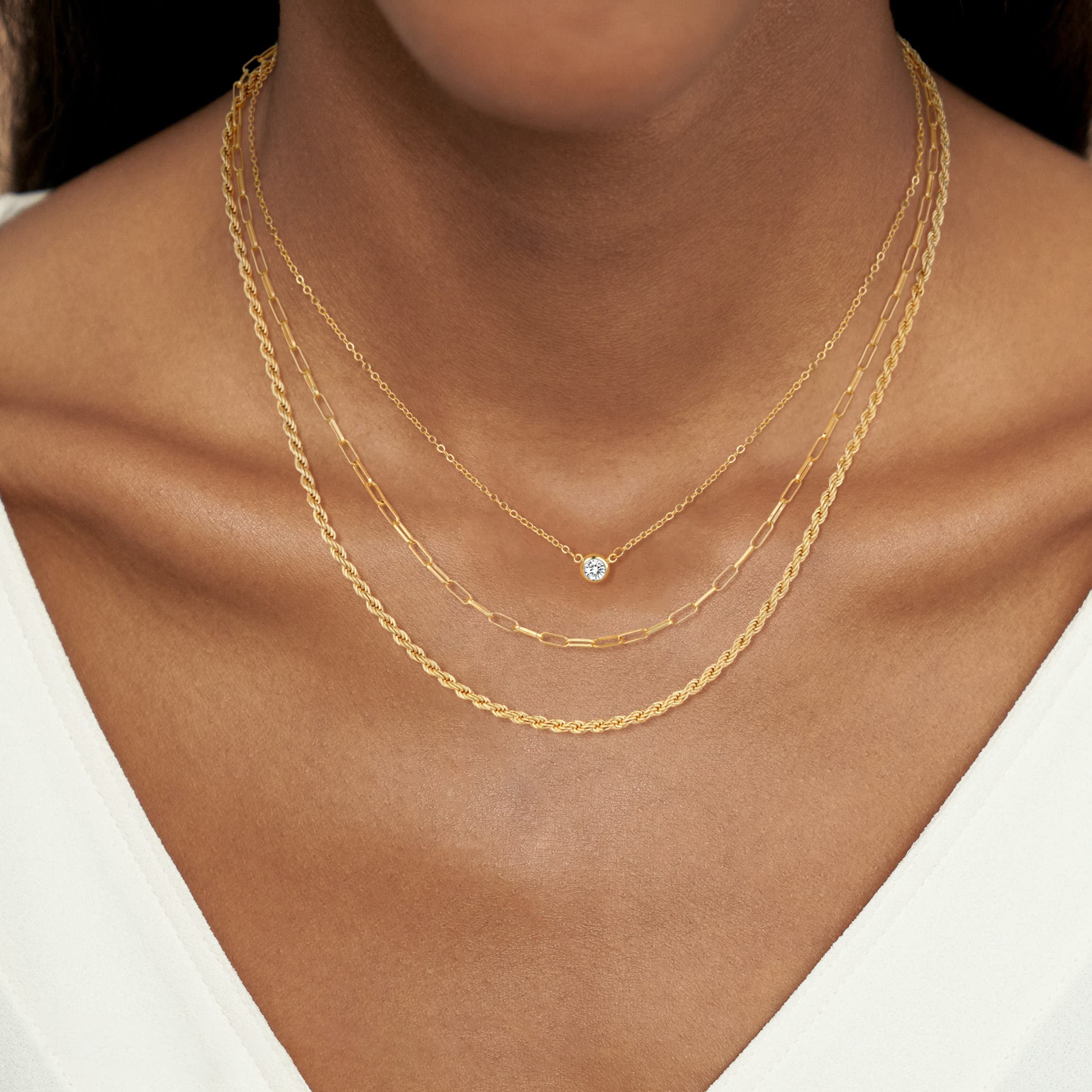 CHESKY 14K Gold Plated Layered Chain Necklace for Women | Trendy Cuban Link Chain, Chunky Paperclip Chain, Toggle Clasp Necklace, Fashion Gold Jewelry, Daily Gift for Women