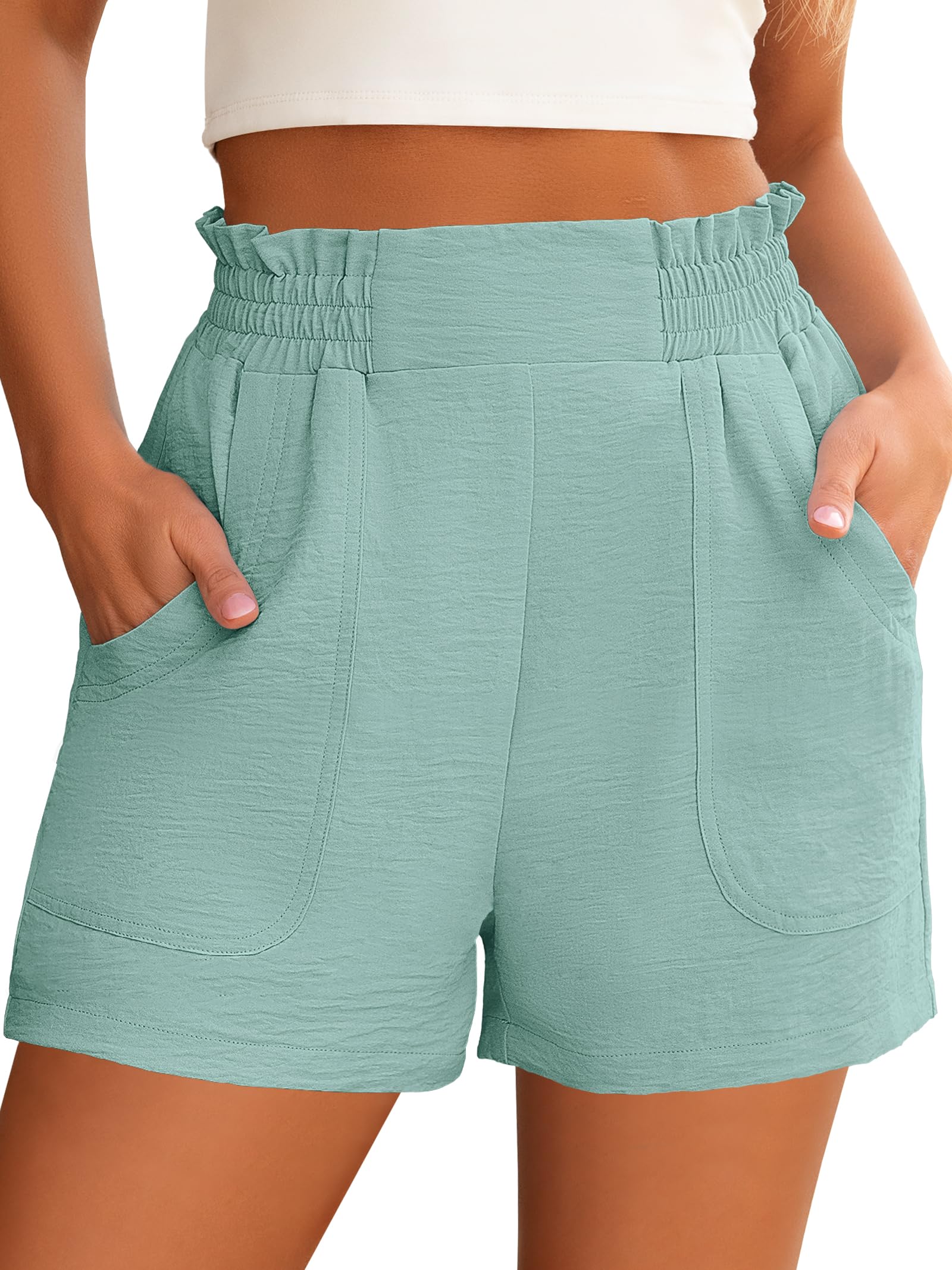 ANRABESS Shorts for Women Summer Casual Elastic High Waisted Wide Leg Cute Dressy 2026 Vacation Beach Clothes