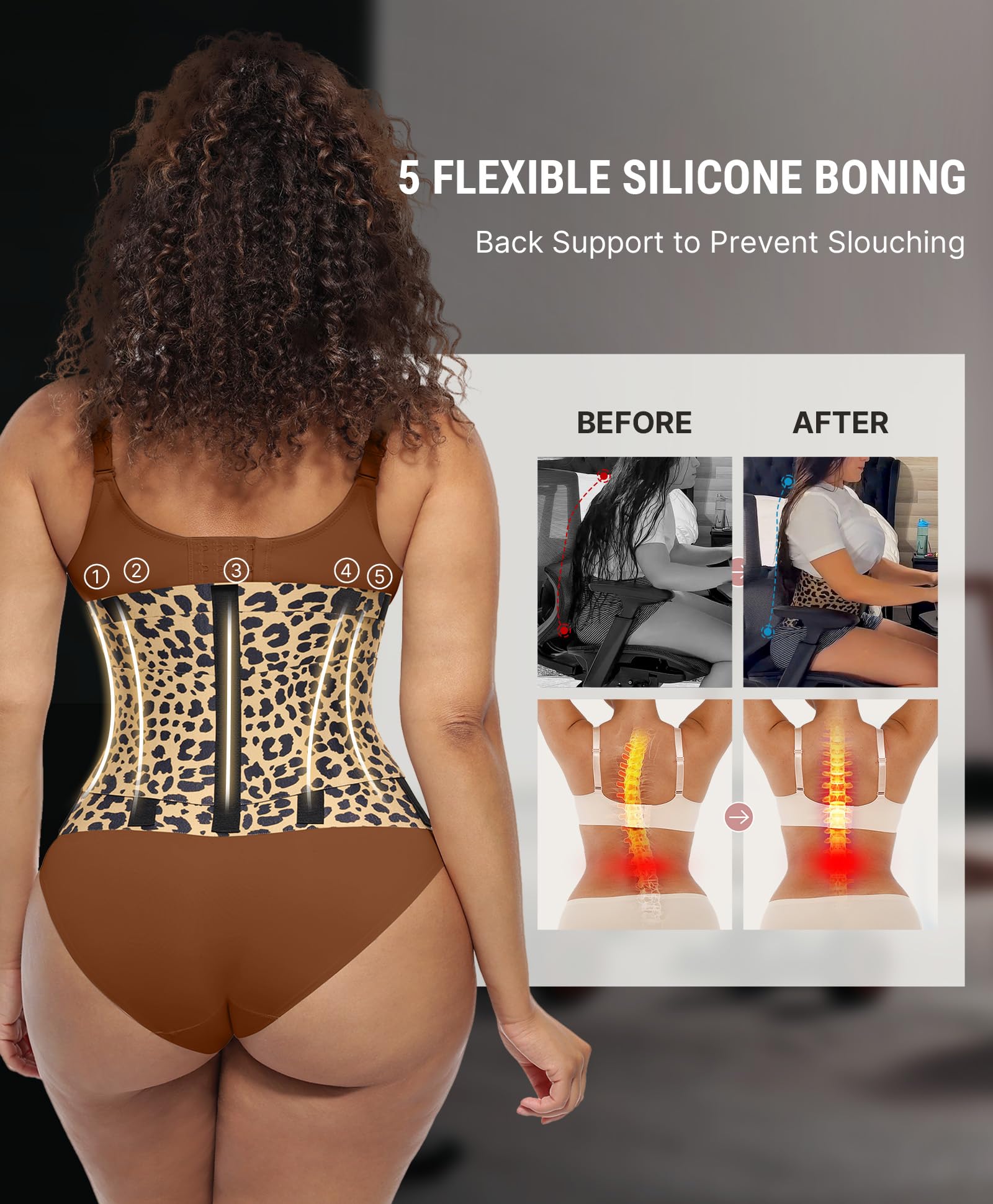FeelinGirl Waist Trainer Belt Cincher Corset Tummy Control Faja Body Shaper | Hourglass Shaping, Triple Wrap, Hook-loop Closure, Postpartum Gym Workout, Underbust Girdle, Perspiring Fabric