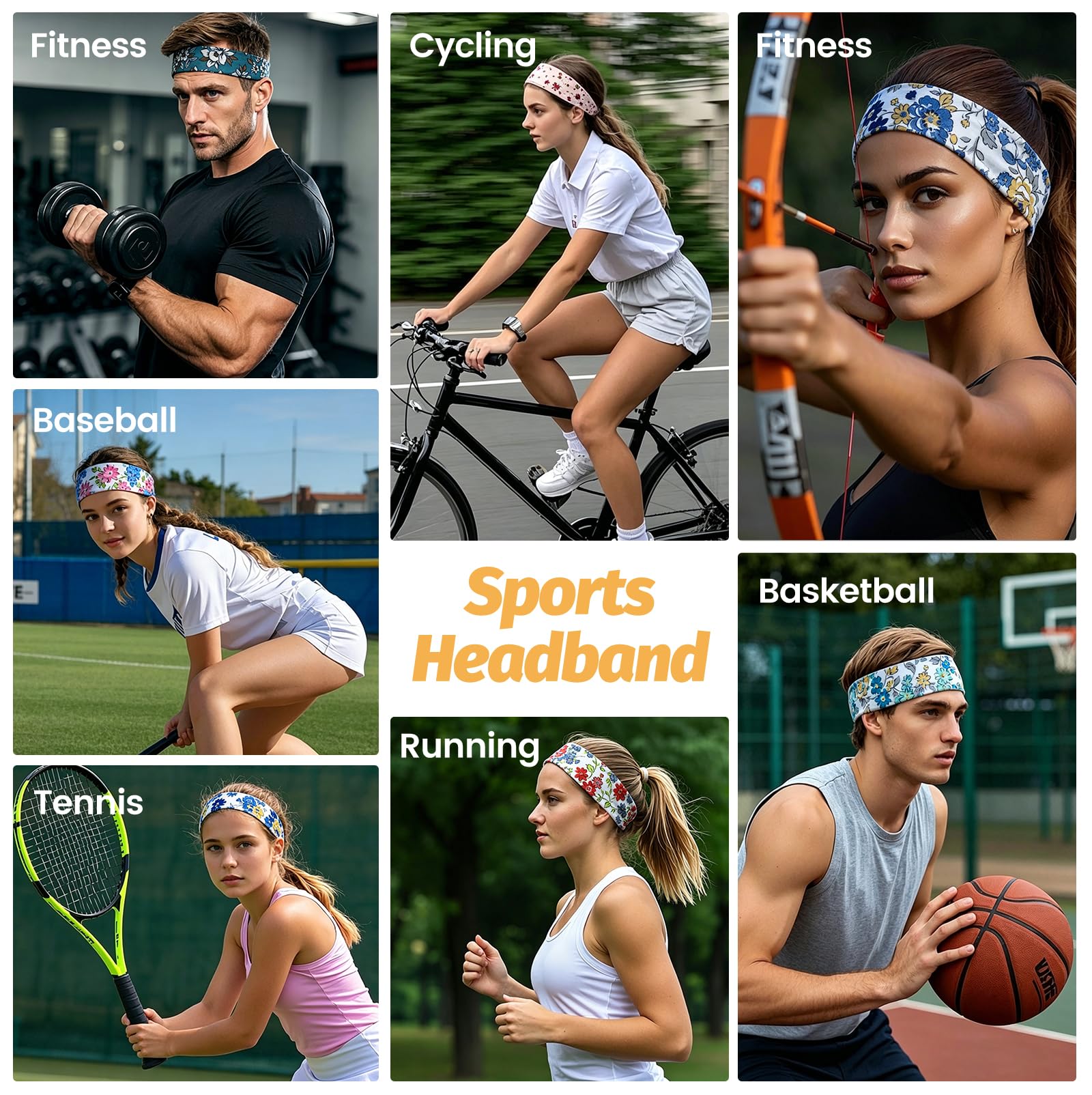 Headbands for Women - 6 Pack Wide Elastic Hair Bands | Stretchy Sweatbands Hair Bands | Soft Sports Thin Head Bands | Non-Slip Accessories Bands for Fashion, Washing Face, Workouts, Yoga, Daily Use