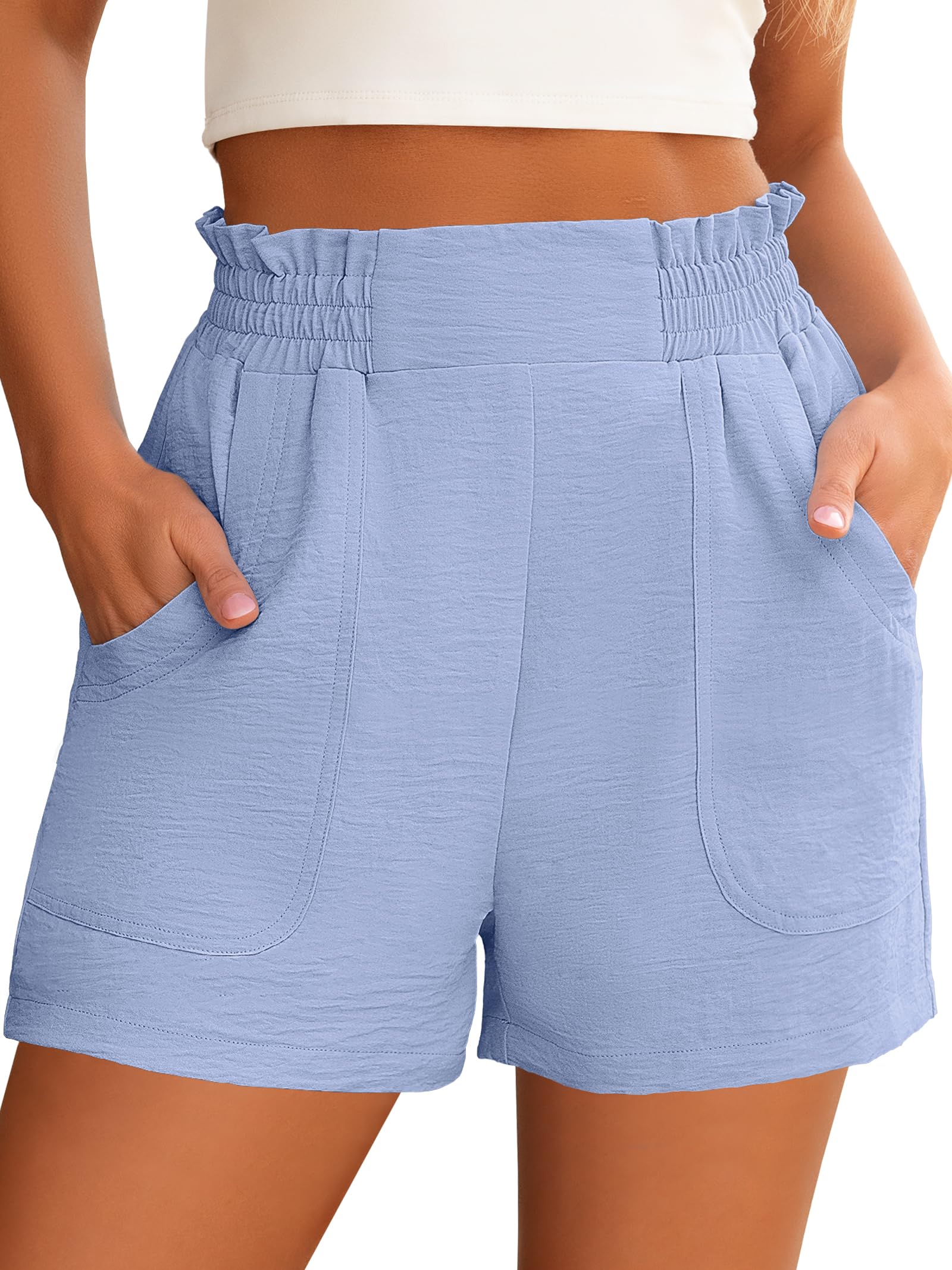 ANRABESS Shorts for Women Summer Casual Elastic High Waisted Wide Leg Cute Dressy 2026 Vacation Beach Clothes
