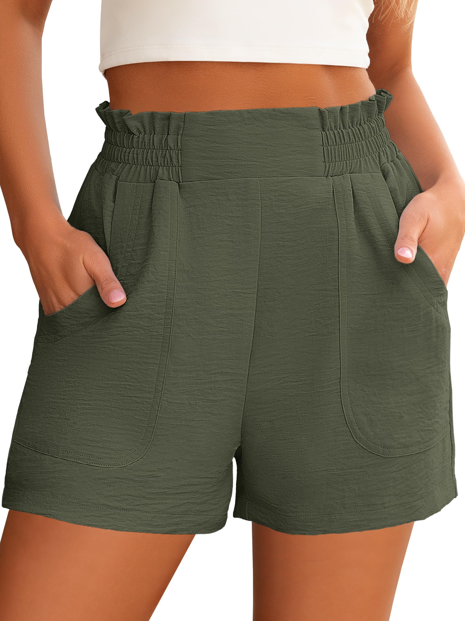 ANRABESS Shorts for Women Summer Casual Elastic High Waisted Wide Leg Cute Dressy 2026 Vacation Beach Clothes