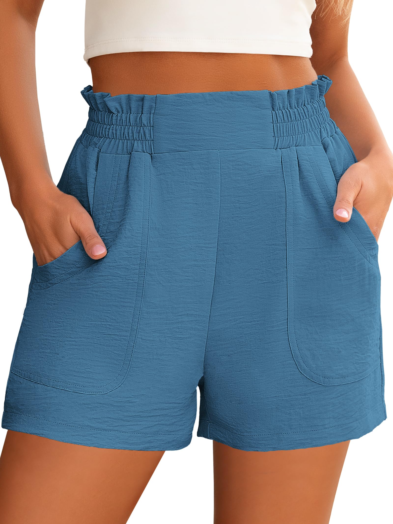 ANRABESS Shorts for Women Summer Casual Elastic High Waisted Wide Leg Cute Dressy 2026 Vacation Beach Clothes
