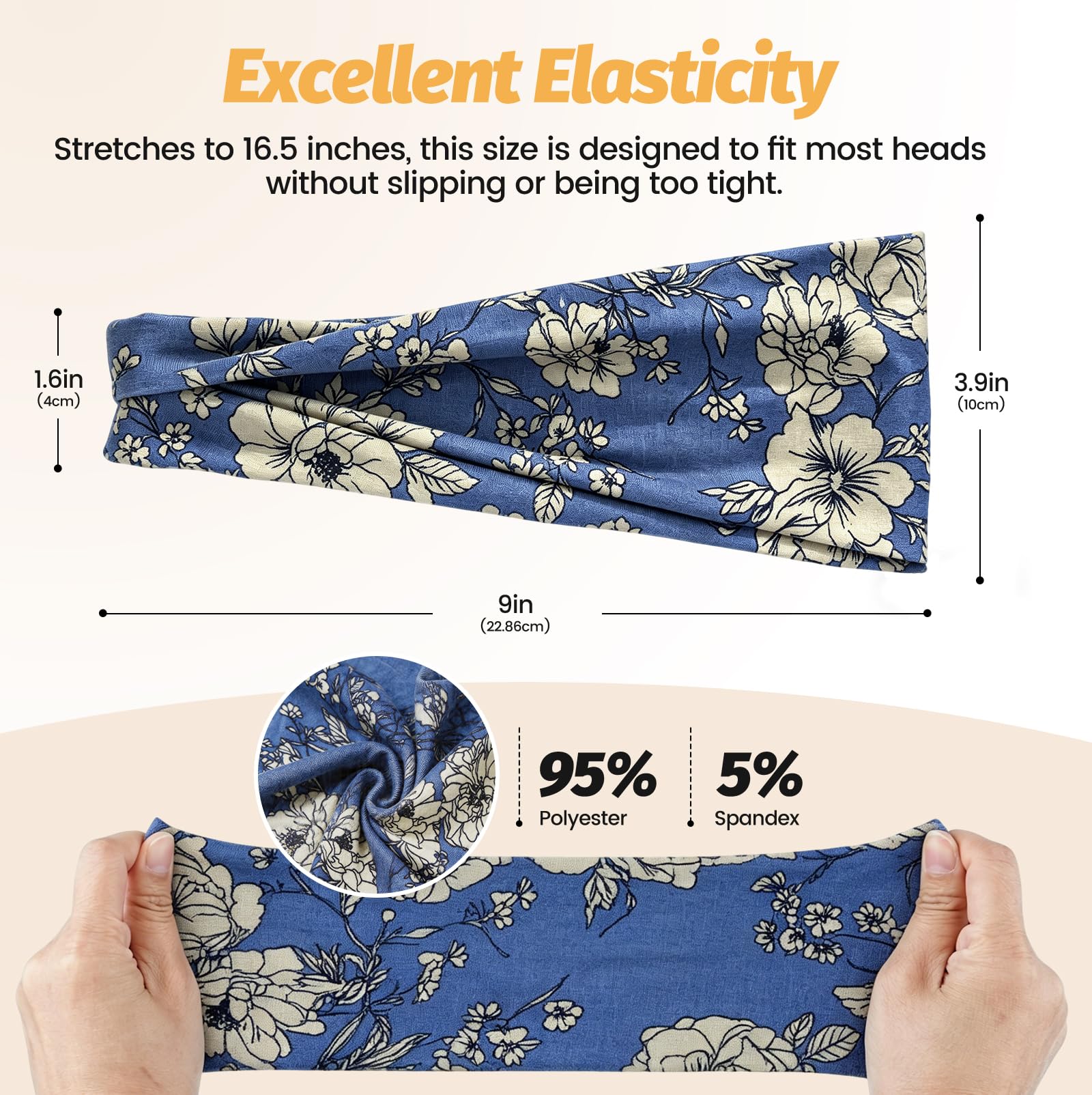 Headbands for Women - 6 Pack Wide Elastic Hair Bands | Stretchy Sweatbands Hair Bands | Soft Sports Thin Head Bands | Non-Slip Accessories Bands for Fashion, Washing Face, Workouts, Yoga, Daily Use