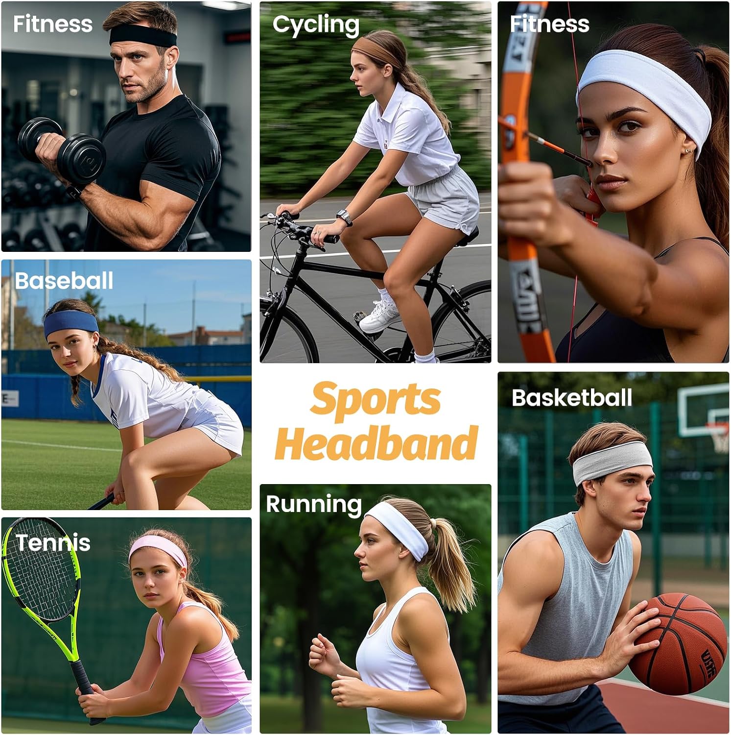 Headbands for Women - 6 Pack Wide Elastic Hair Bands | Stretchy Sweatbands Hair Bands | Soft Sports Thin Head Bands | Non-Slip Accessories Bands for Fashion, Washing Face, Workouts, Yoga, Daily Use