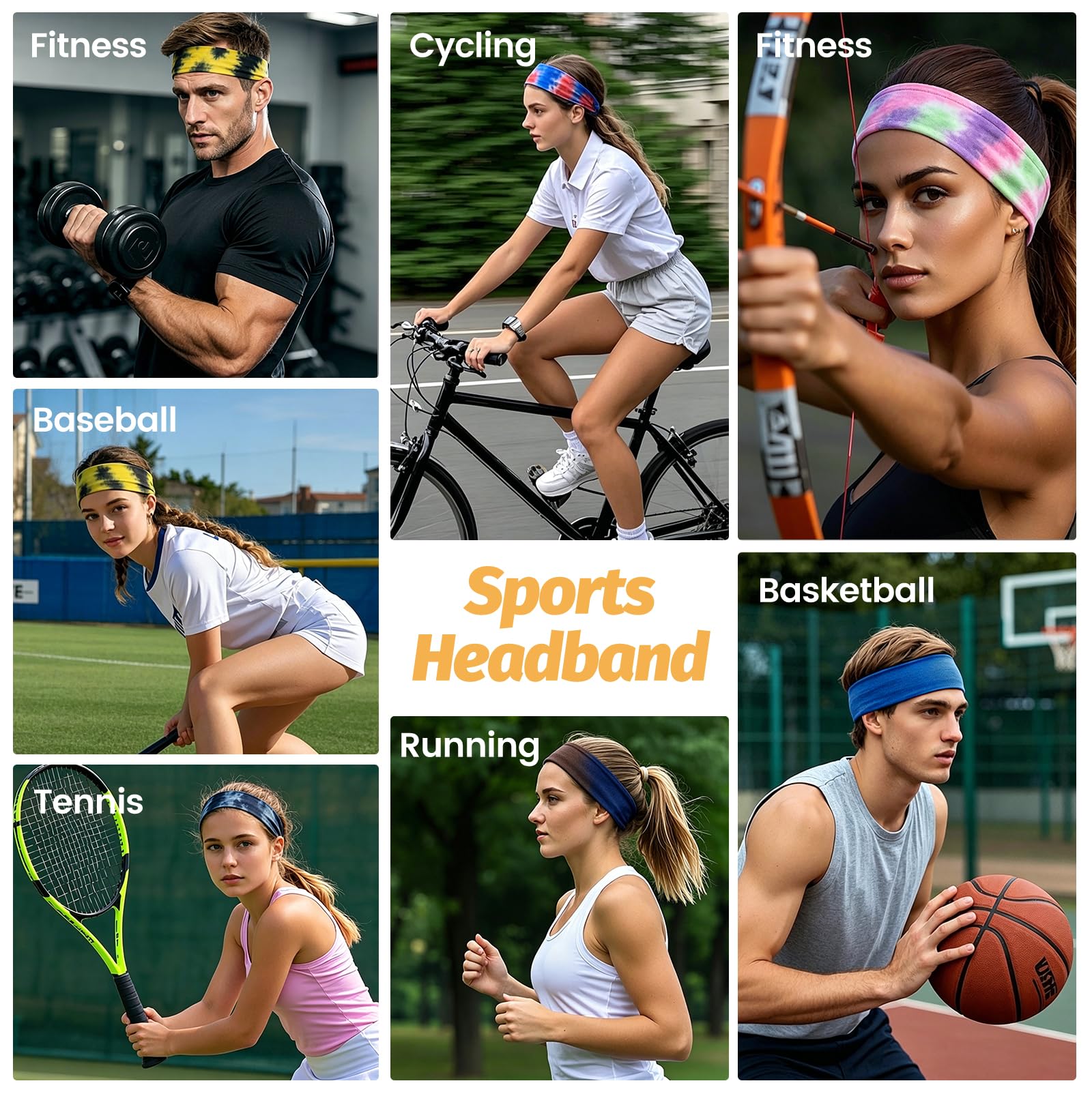 Headbands for Women - 6 Pack Wide Elastic Hair Bands | Stretchy Sweatbands Hair Bands | Soft Sports Thin Head Bands | Non-Slip Accessories Bands for Fashion, Washing Face, Workouts, Yoga, Daily Use