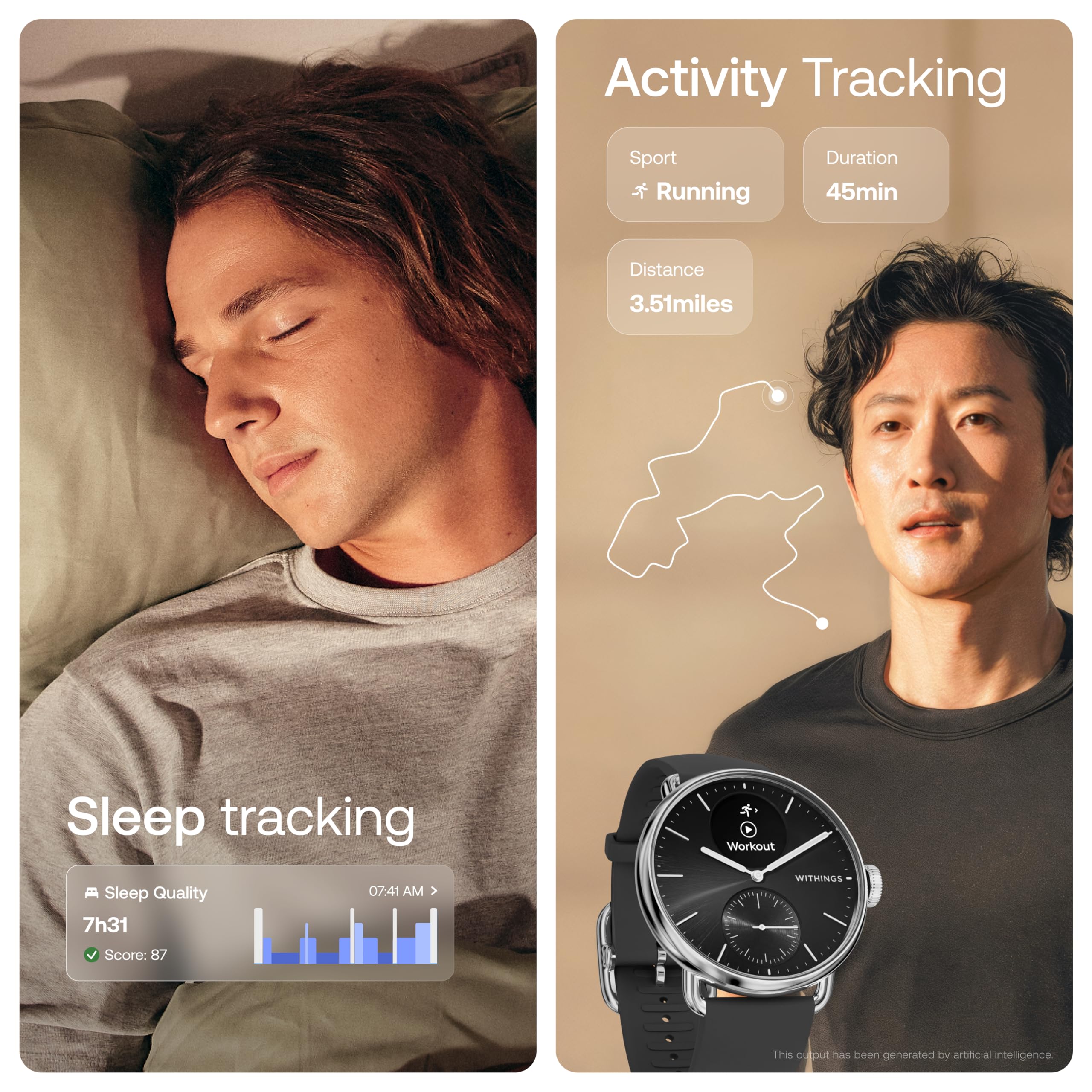 WITHINGS ScanWatch 2 - Hybrid Smart Watch, Heart Rate Monitoring, Fitness Tracker, Cycle Tracker, Sleep Monitoring, GPS Tracker, 30-Day Battery Life, Android & Apple Compatible, HSA/FSA